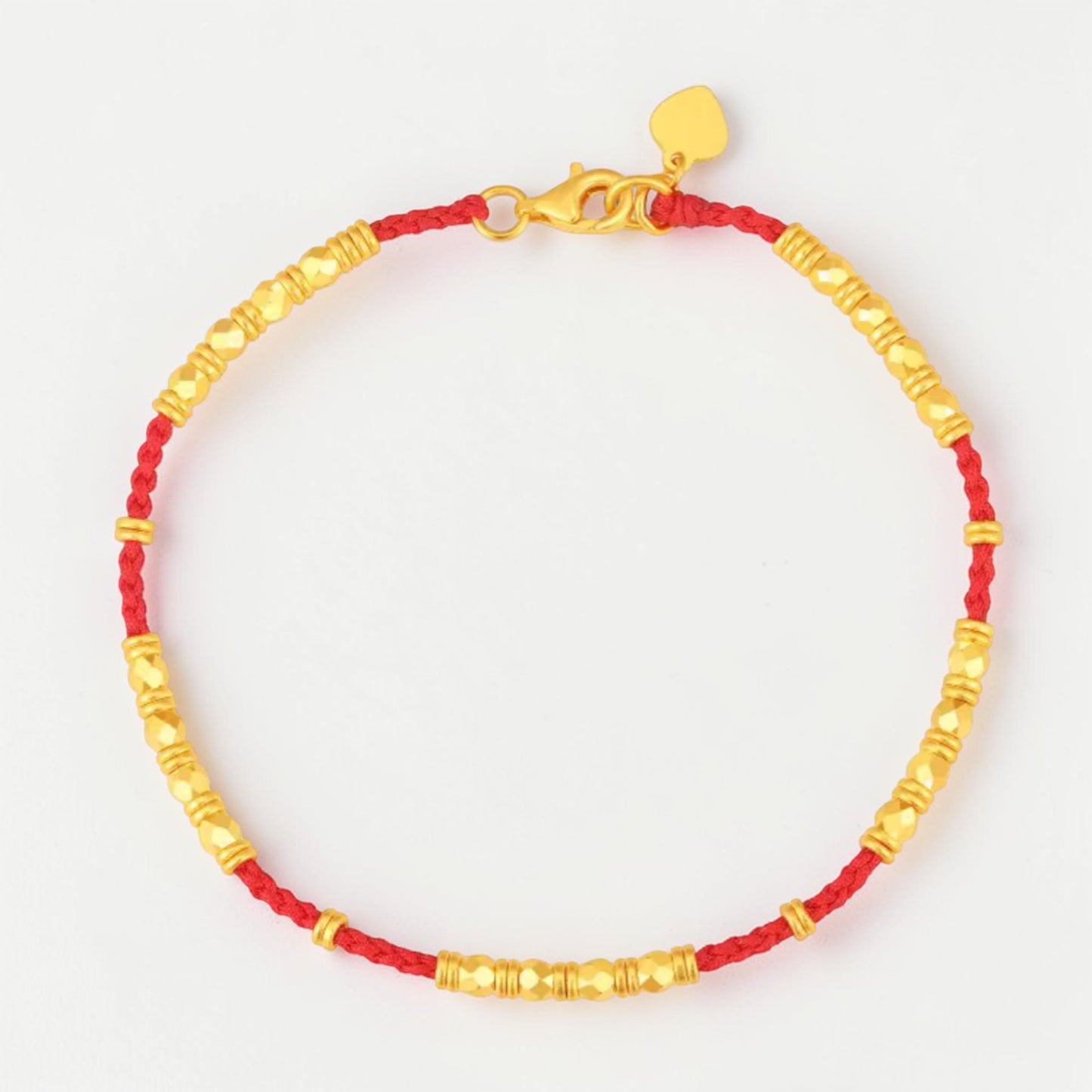 24k 999 Gold Minimal Beads Charm Rope Bracelet