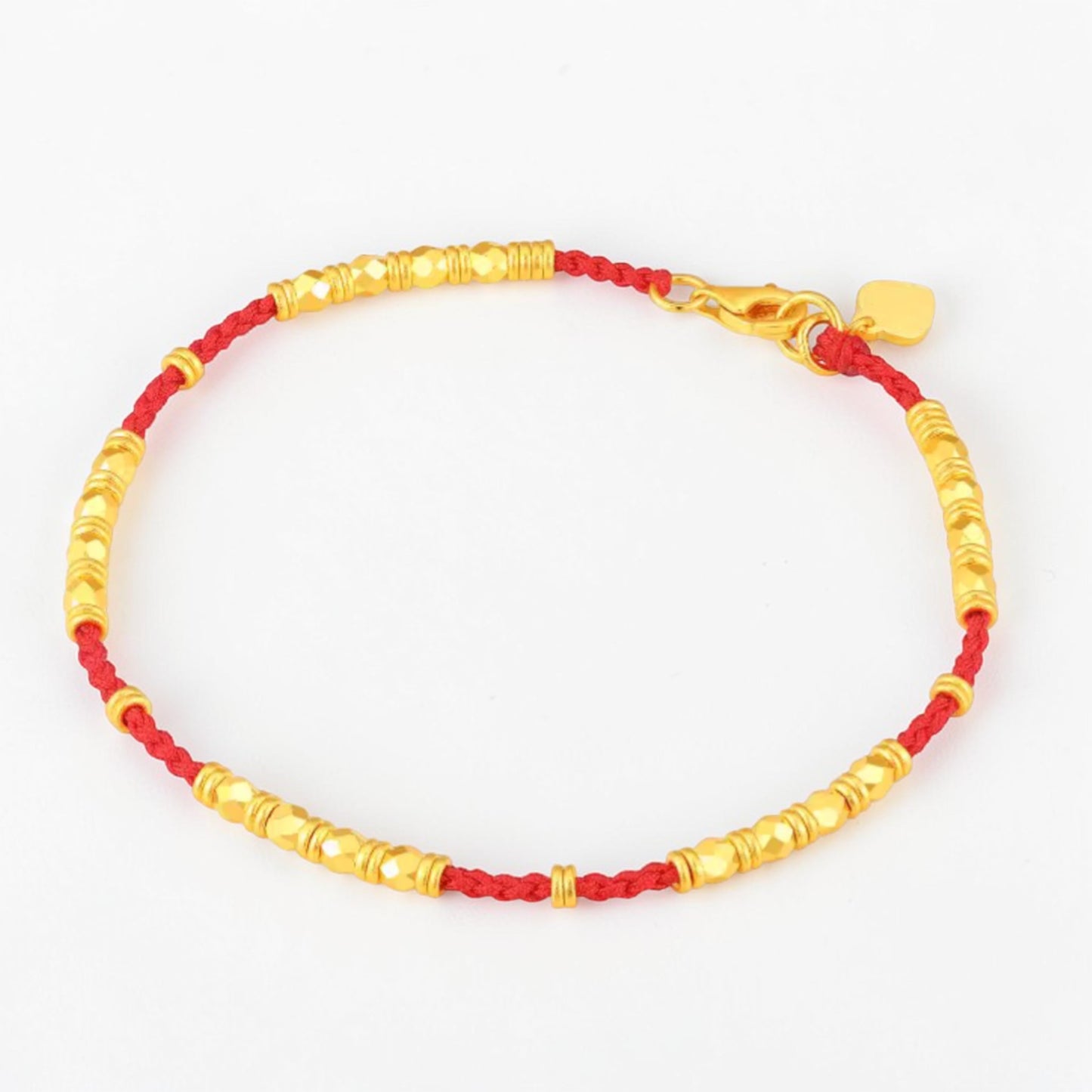 24k 999 Gold Minimal Beads Charm Rope Bracelet