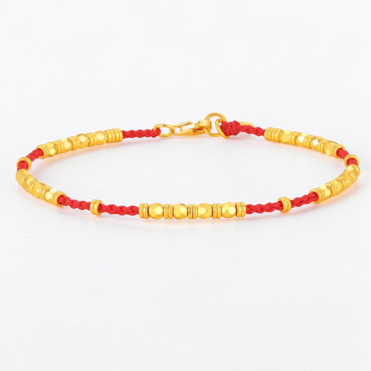 24k 999 Gold Minimal Beads Charm Rope Bracelet