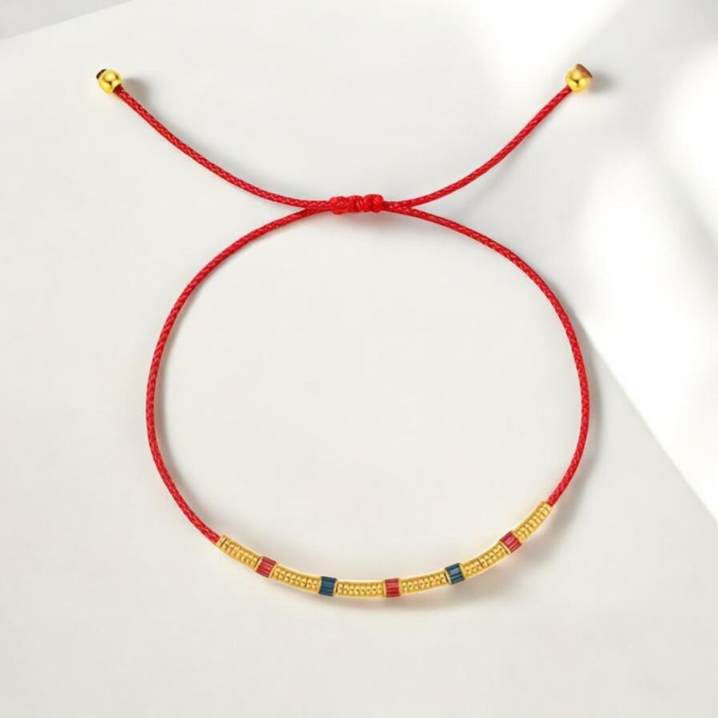 24k 999 Gold Minimal Chinese Blessing Fu Charm Beads Rope Bracelet