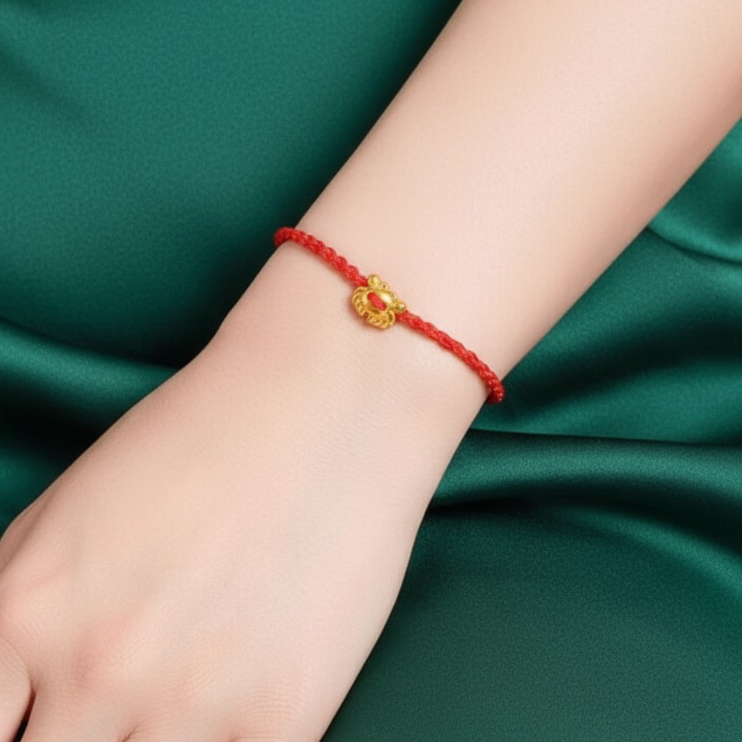 24k 999 Gold Horse Ingot Crab Charm Braided Woven Adjustable Bracelet