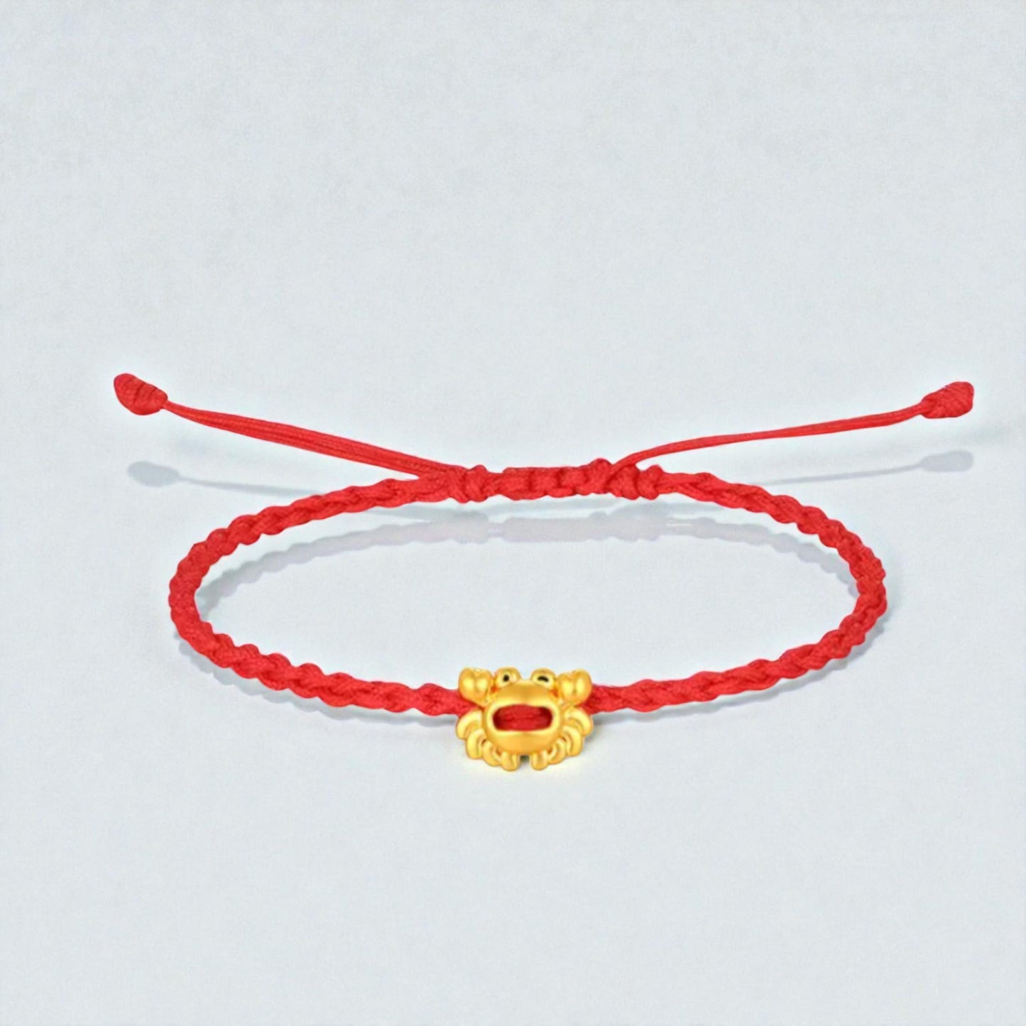 24k 999 Gold Horse Ingot Crab Charm Braided Woven Adjustable Bracelet