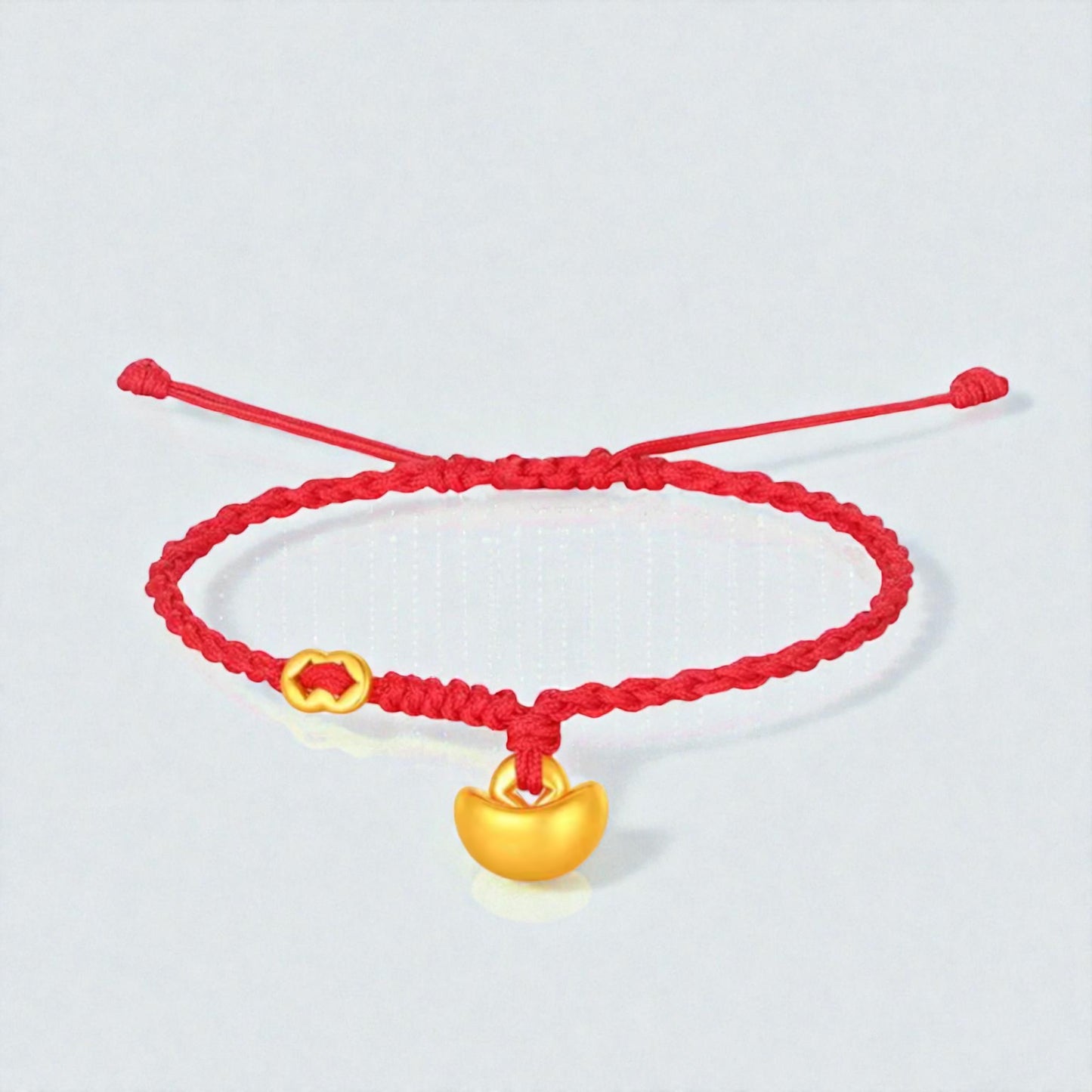 24k 999 Gold Horse Ingot Crab Charm Braided Woven Adjustable Bracelet