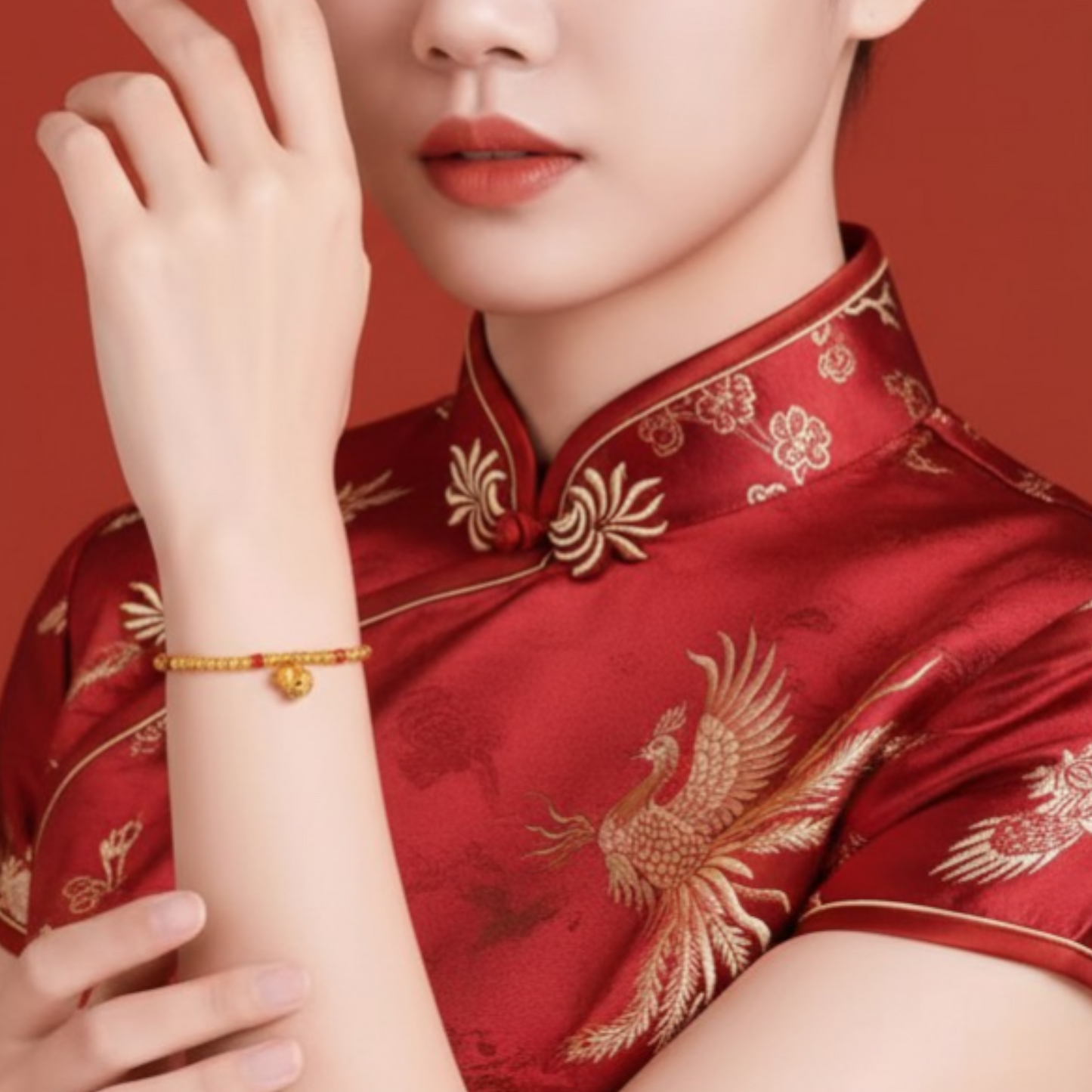 24k 999 Gold Beads with Gourd Charm Bracelet
