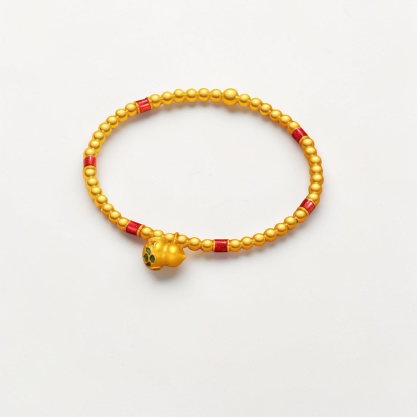 24k 999 Gold Beads with Gourd Charm Bracelet