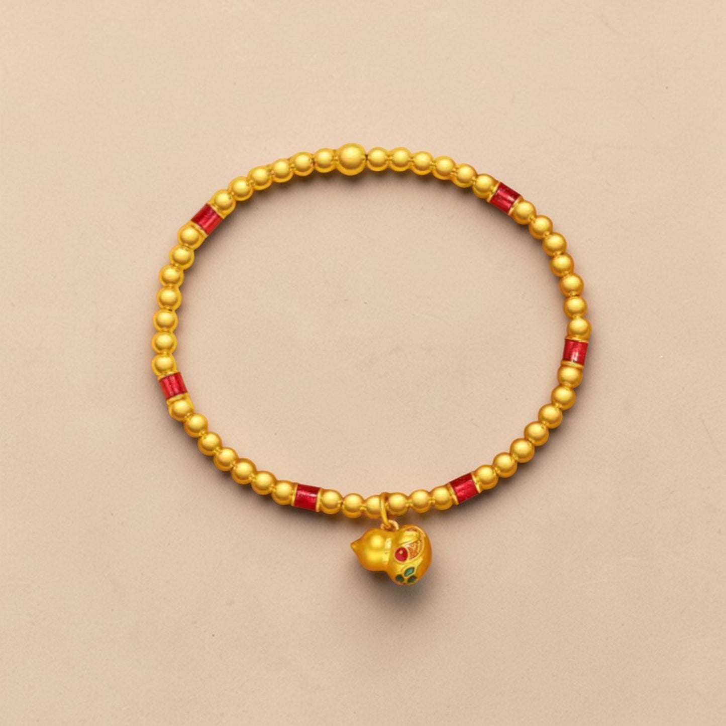 24k 999 Gold Beads with Gourd Charm Bracelet
