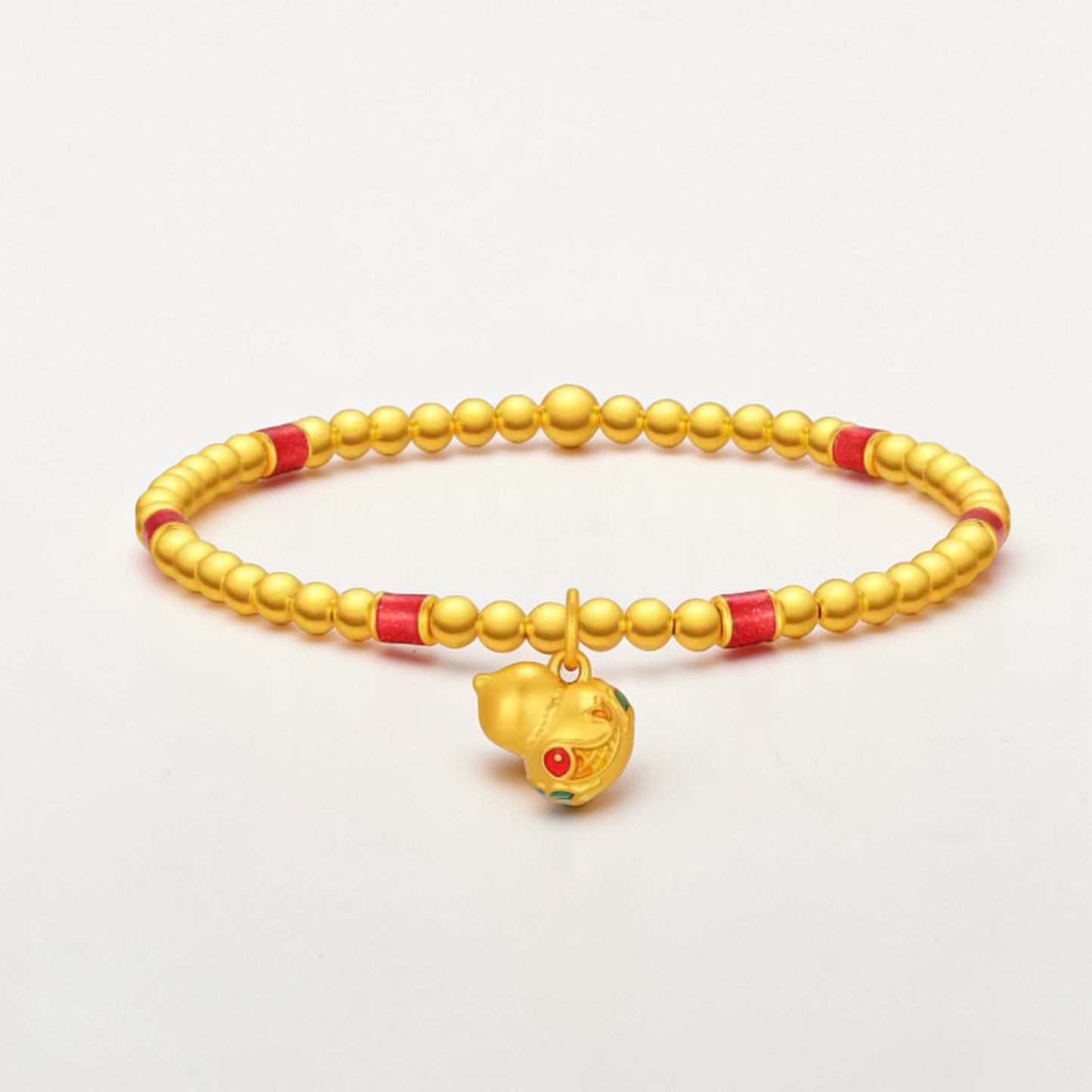 24k 999 Gold Beads with Gourd Charm Bracelet