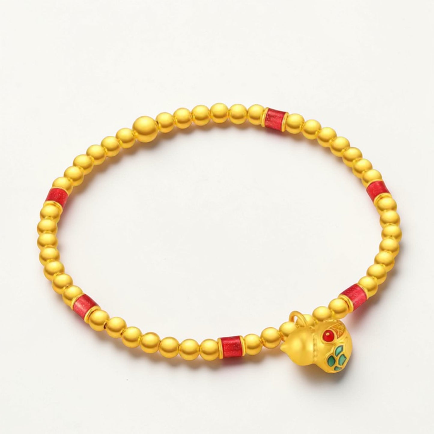 24k 999 Gold Beads with Gourd Charm Bracelet