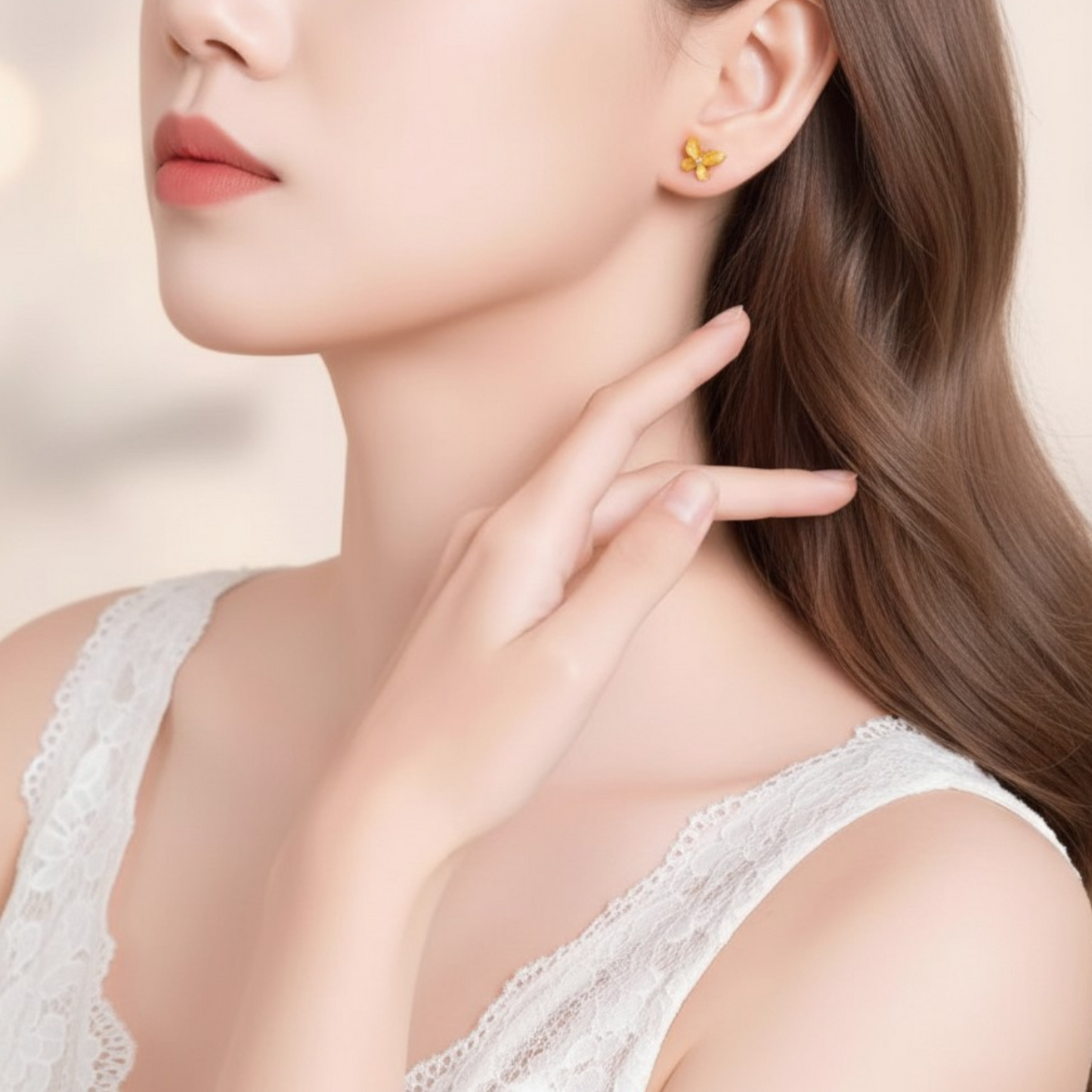 18K Gold Butterfly Stud Earrings