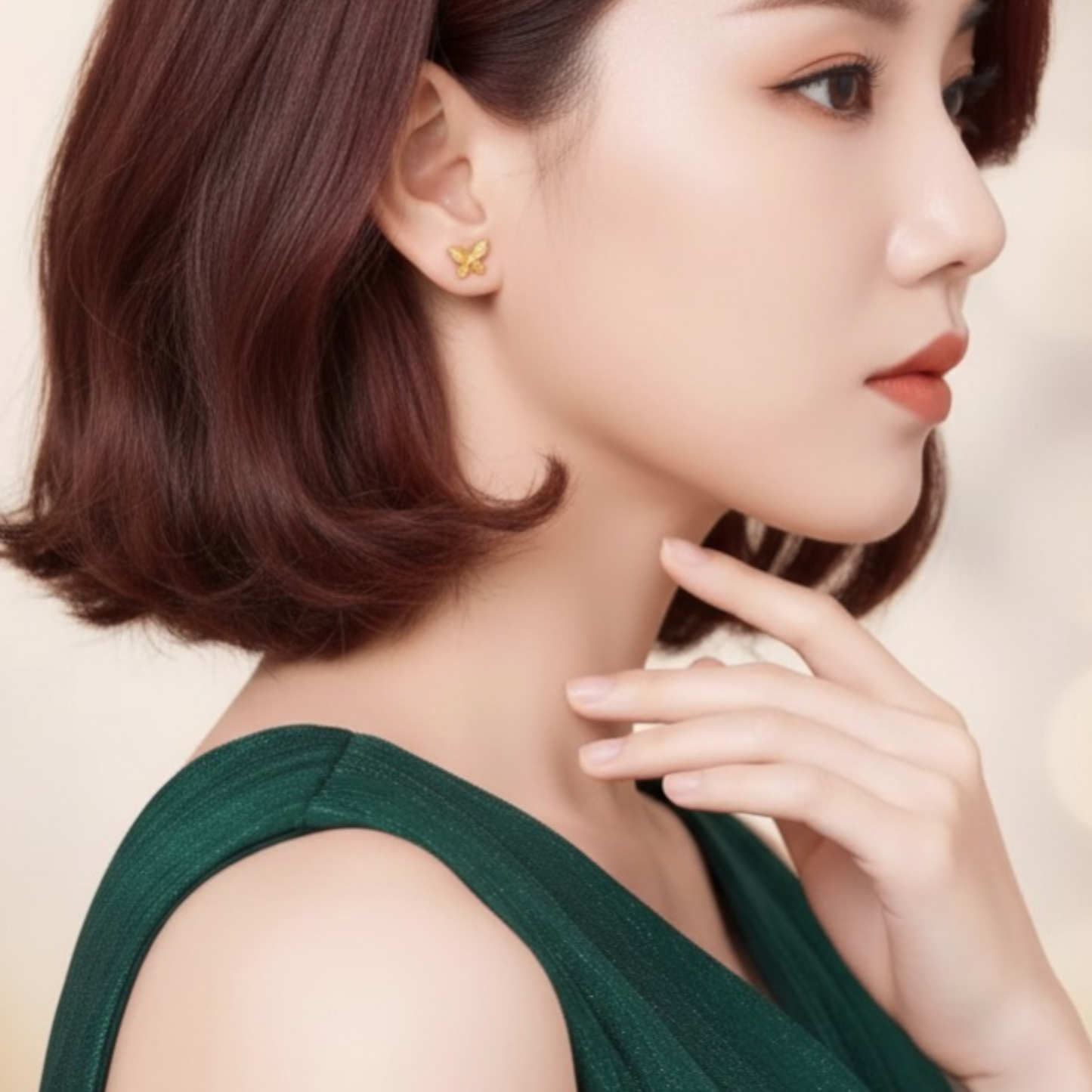 18K Gold Butterfly Stud Earrings