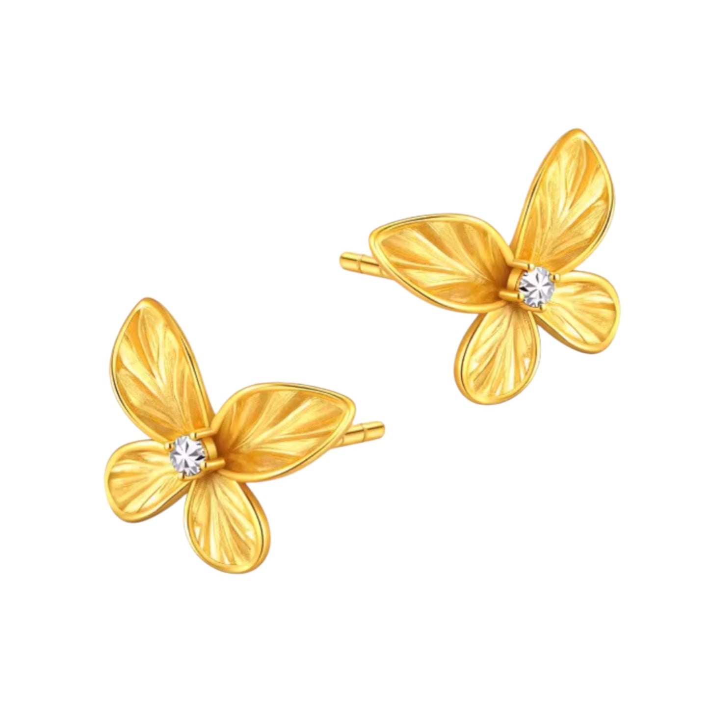 18K Gold Butterfly Stud Earrings