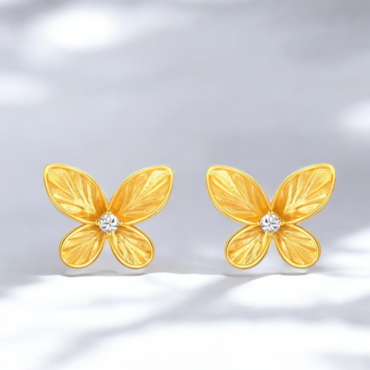 18K Gold Butterfly Stud Earrings