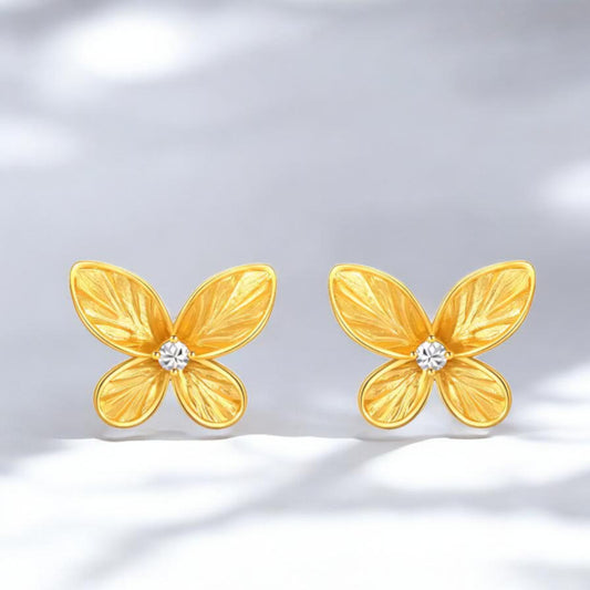 18K Gold Butterfly Stud Earrings