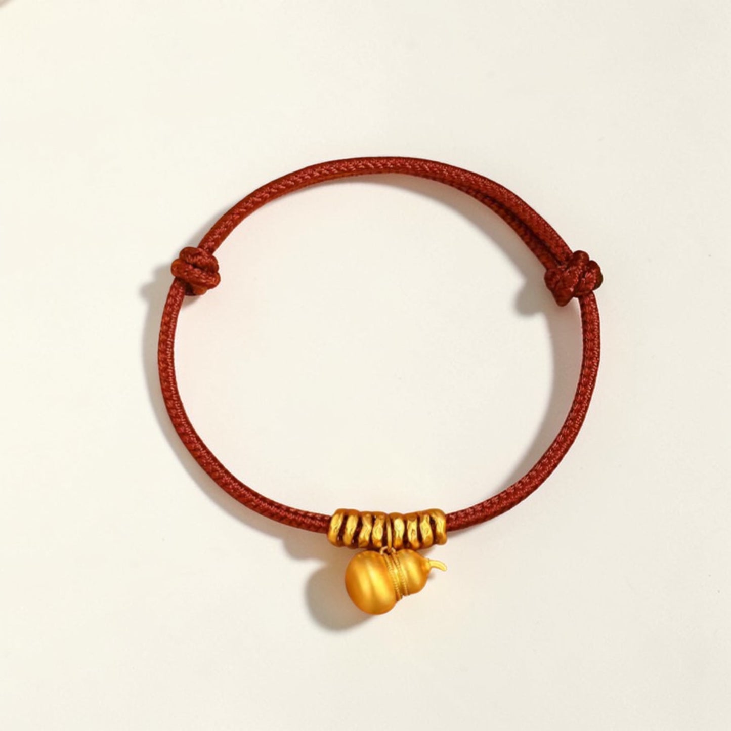 24k 999 Gourd Charm Beads Red Woven Adjustable Bracelet
