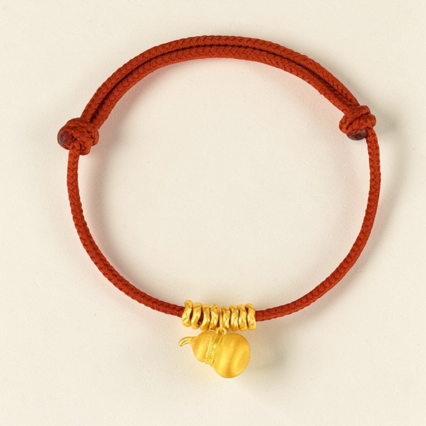 24k 999 Gourd Charm Beads Red Woven Adjustable Bracelet