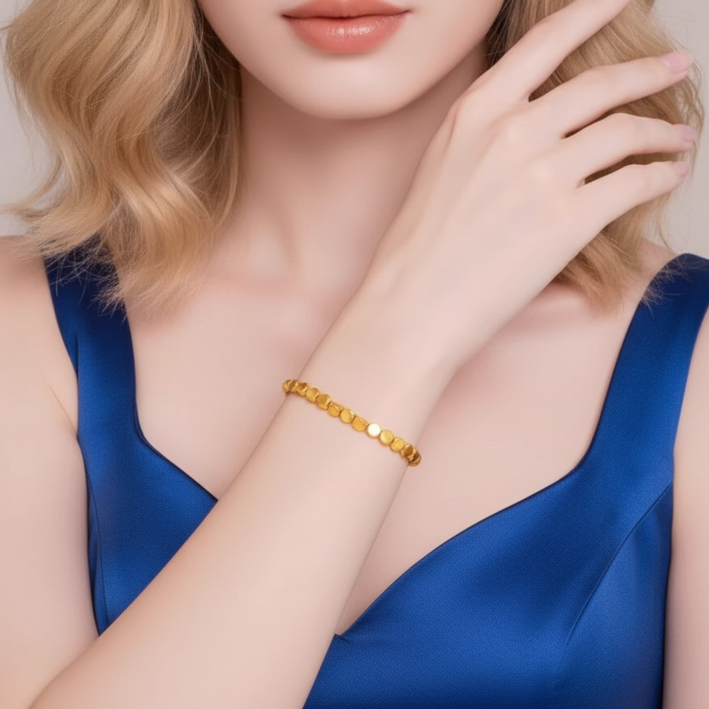 24k 999 Gold Minimal Style Beads Bracelet