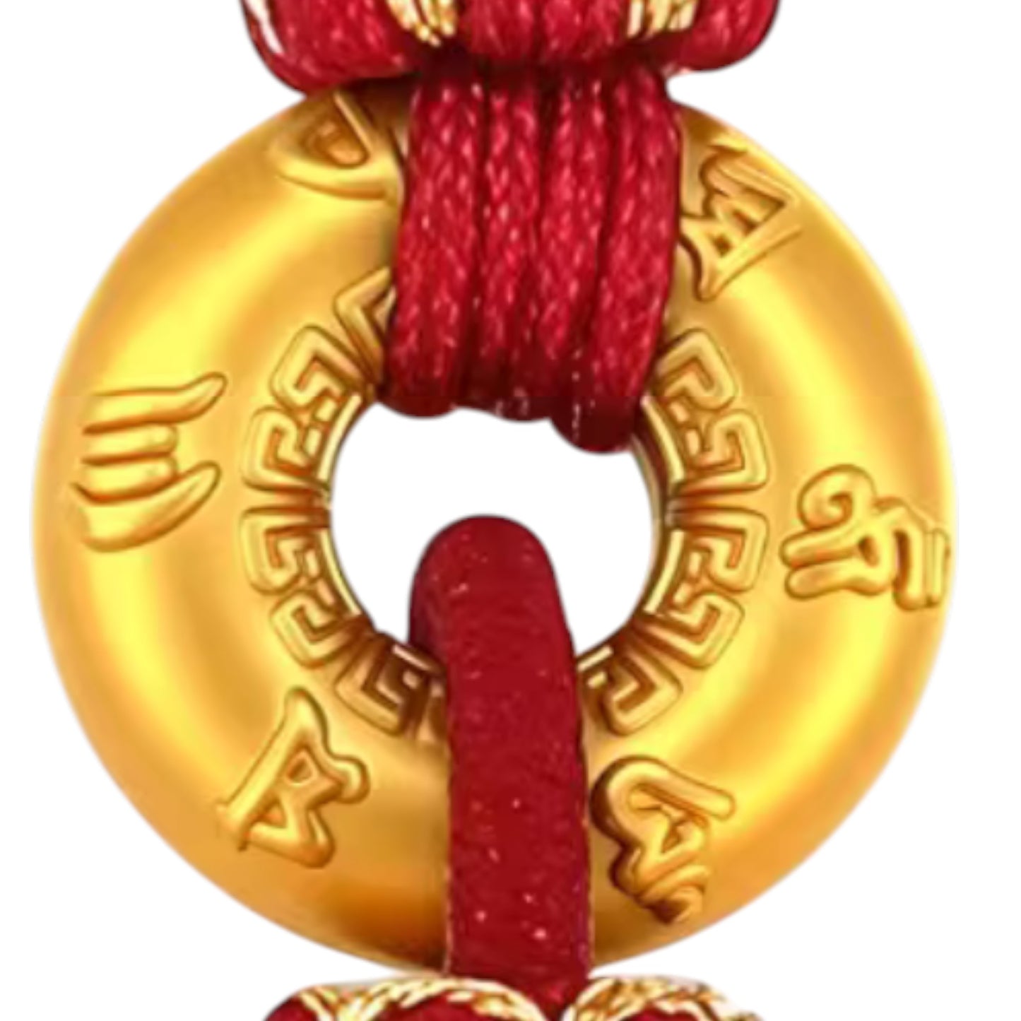 24k 999 5D Hard Gold The Six-Syllable Mantra Charm Woven Keychain Cellphone