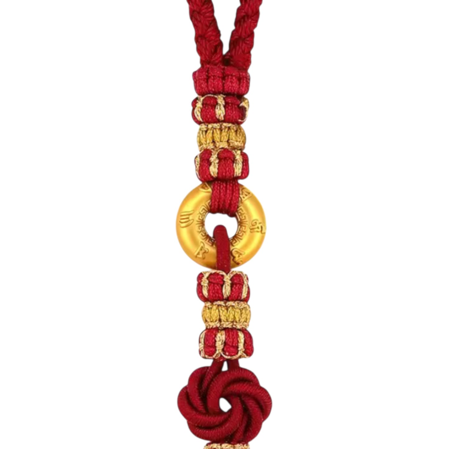 24k 999 5D Hard Gold The Six-Syllable Mantra Charm Woven Keychain Cellphone