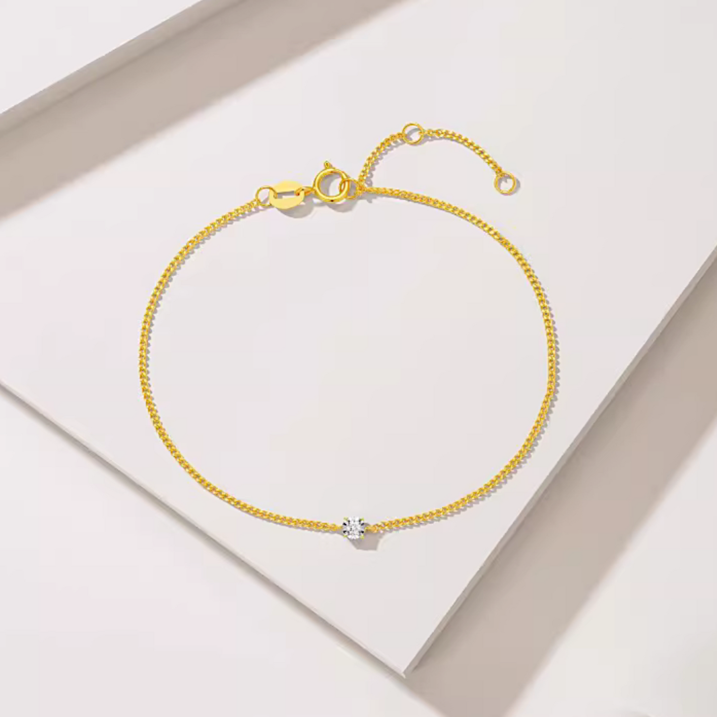 18K Gold Diamond Minimal Bracelet and Ring