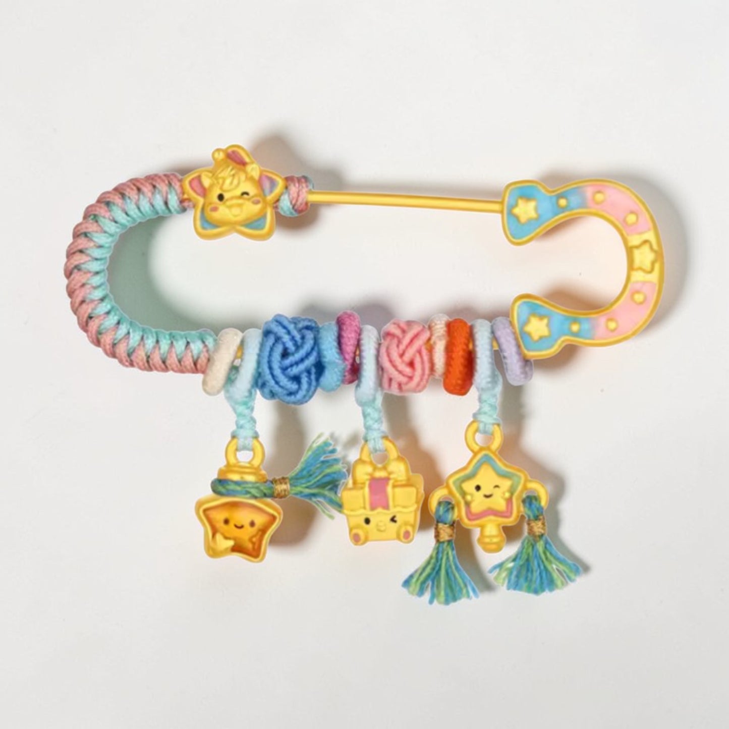 24k 999 5D Hard Gold Horse Blessing Charms Pin Brooch Baby Babyshower Gift