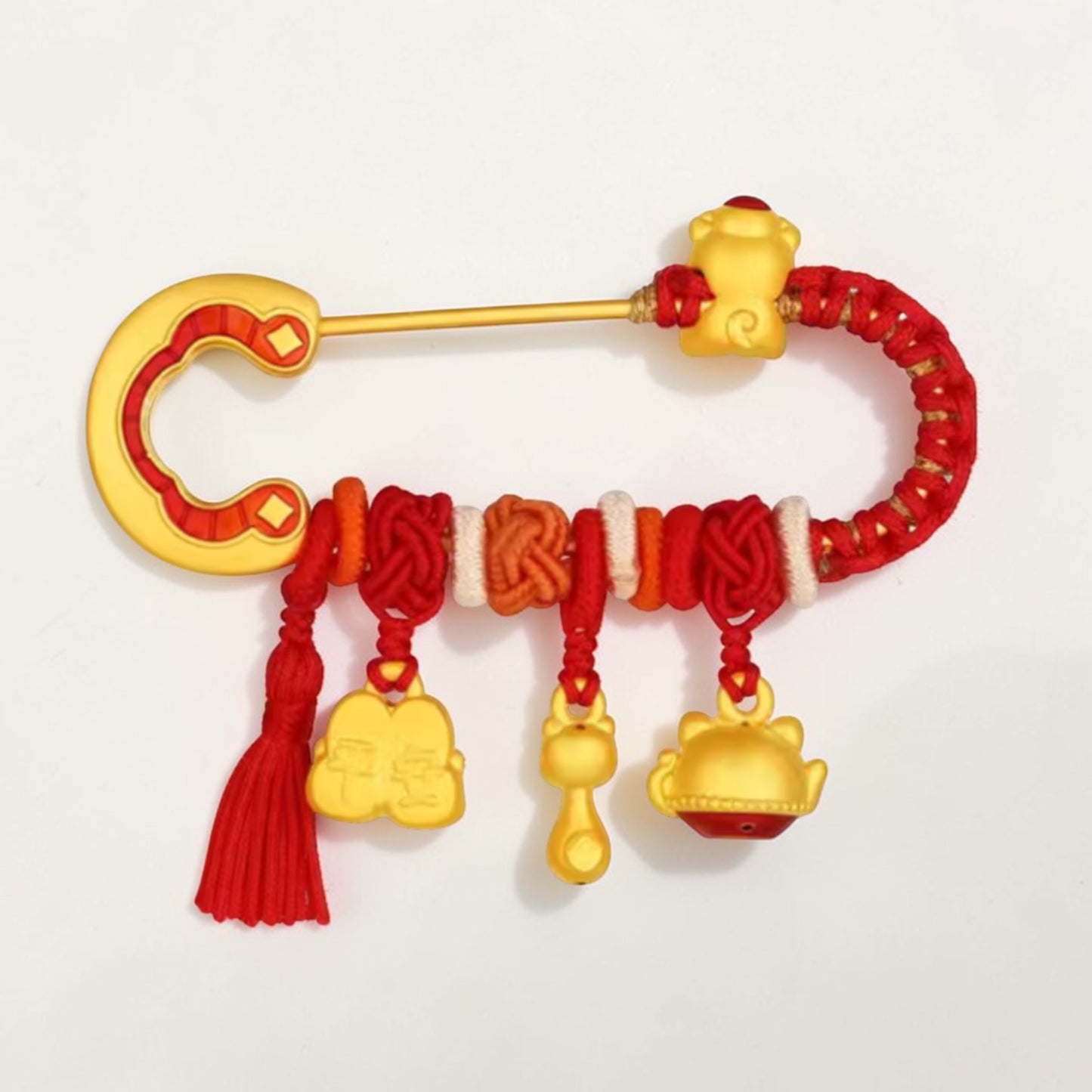 24k 999 5D Hard Gold Horse Blessing Charms Pin Brooch Baby Babyshower Gift