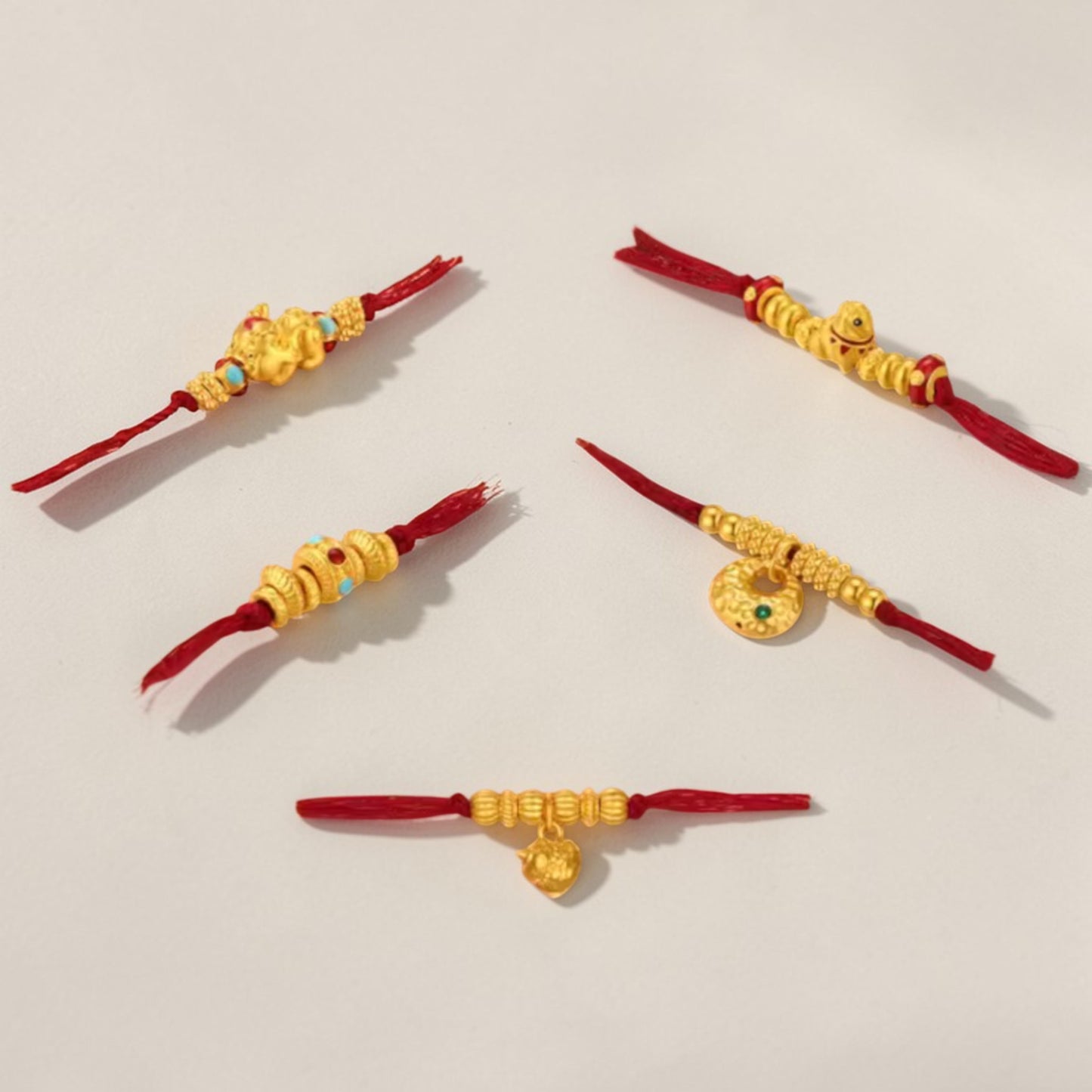24k 999 5D Hard Gold Gilded Pixiu Horse Spacer Beads Charms D.I.Y Gift
