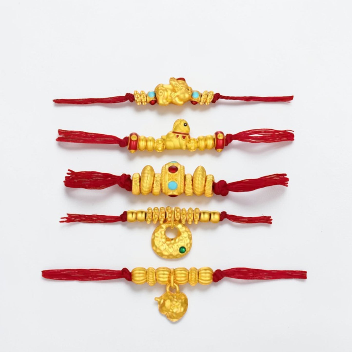 24k 999 5D Hard Gold Gilded Pixiu Horse Spacer Beads Charms D.I.Y Gift