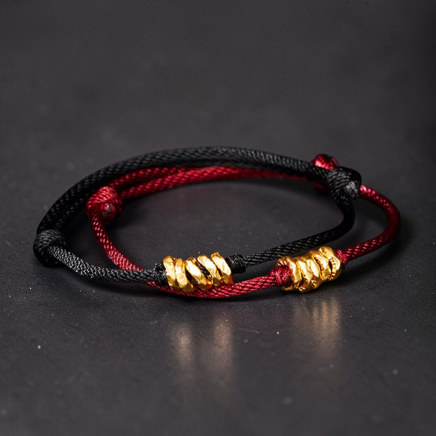 24k 999 Gold Minimal Beads Woven Adjustable Bracelet