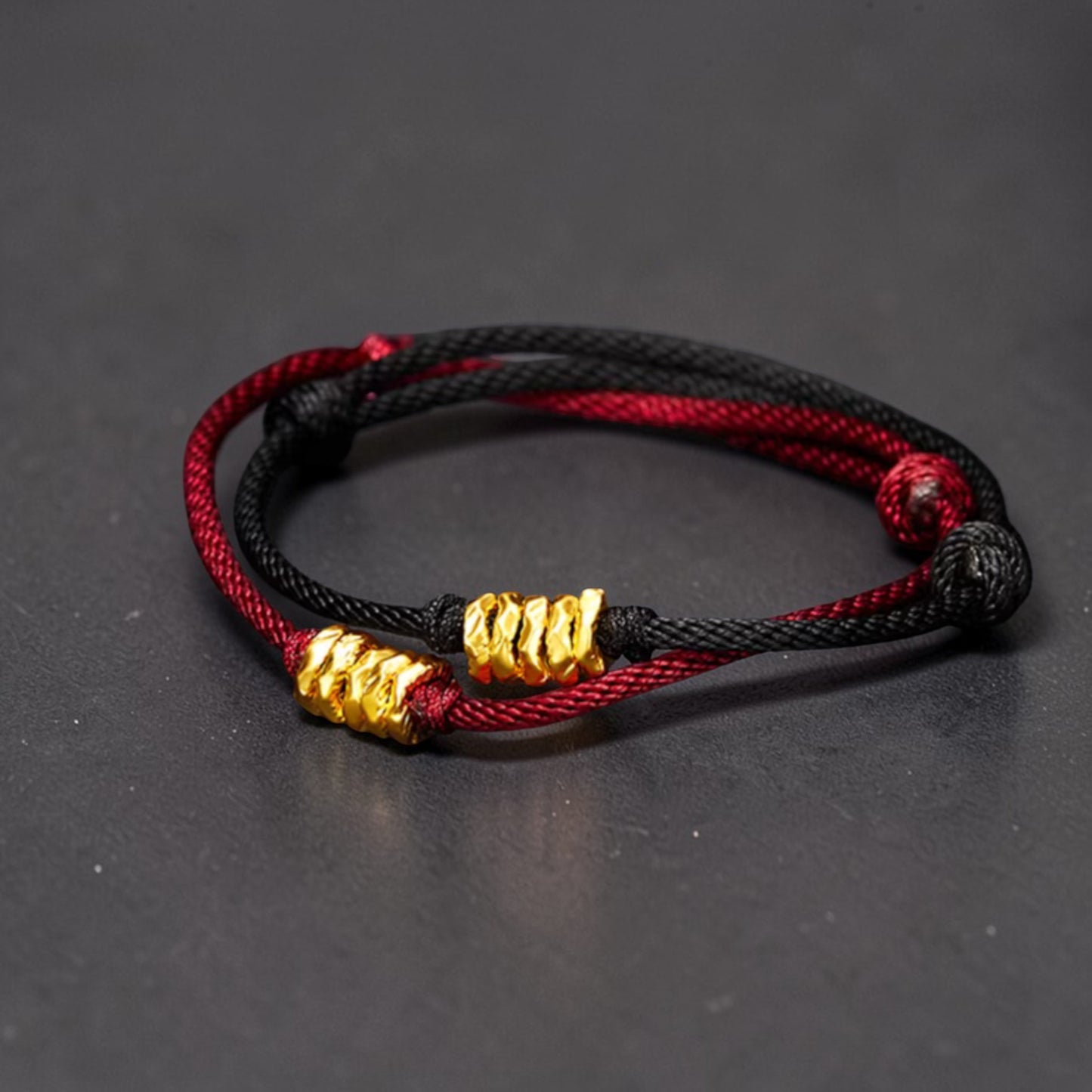 24k 999 Gold Minimal Beads Woven Adjustable Bracelet