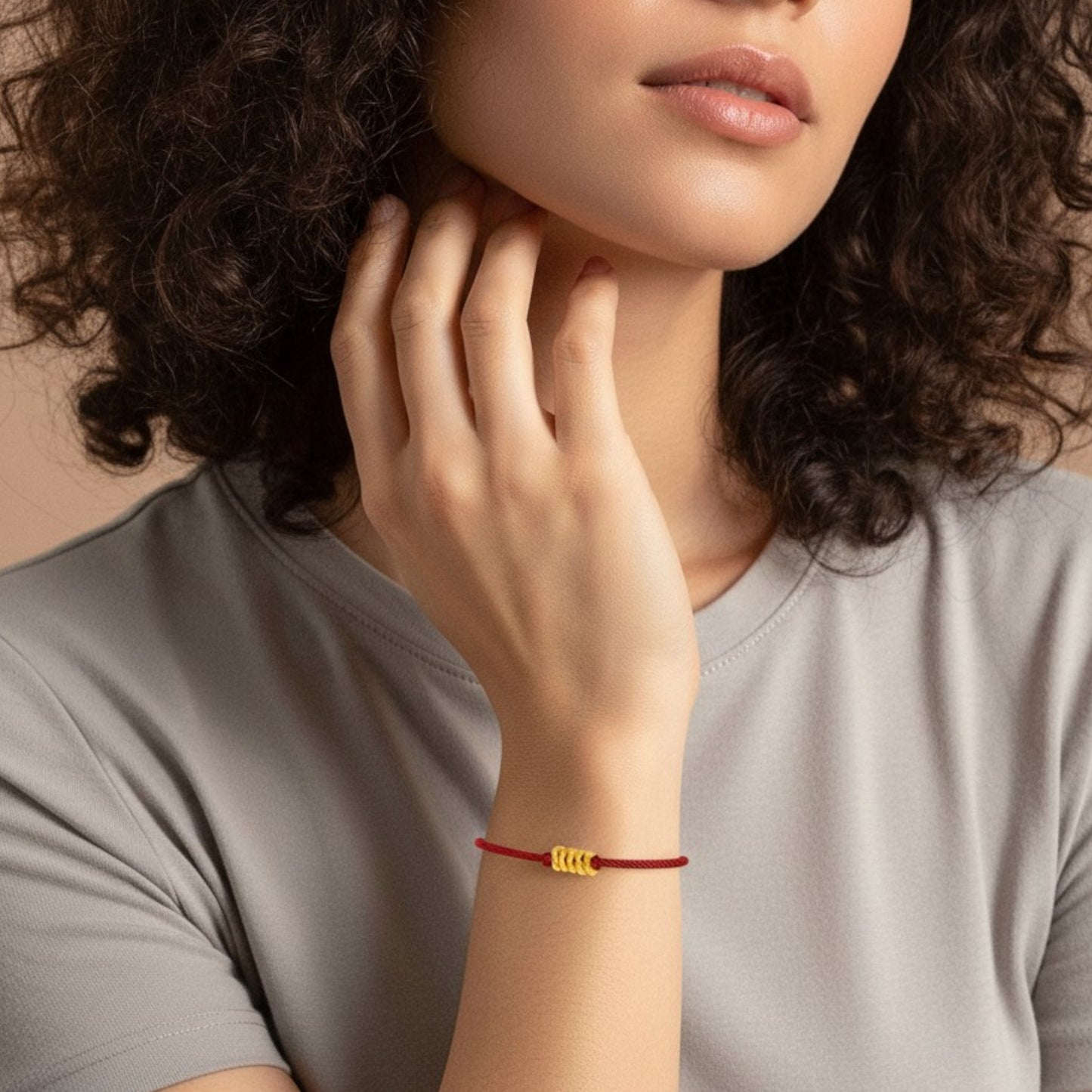 24k 999 Gold Minimal Beads Woven Adjustable Bracelet