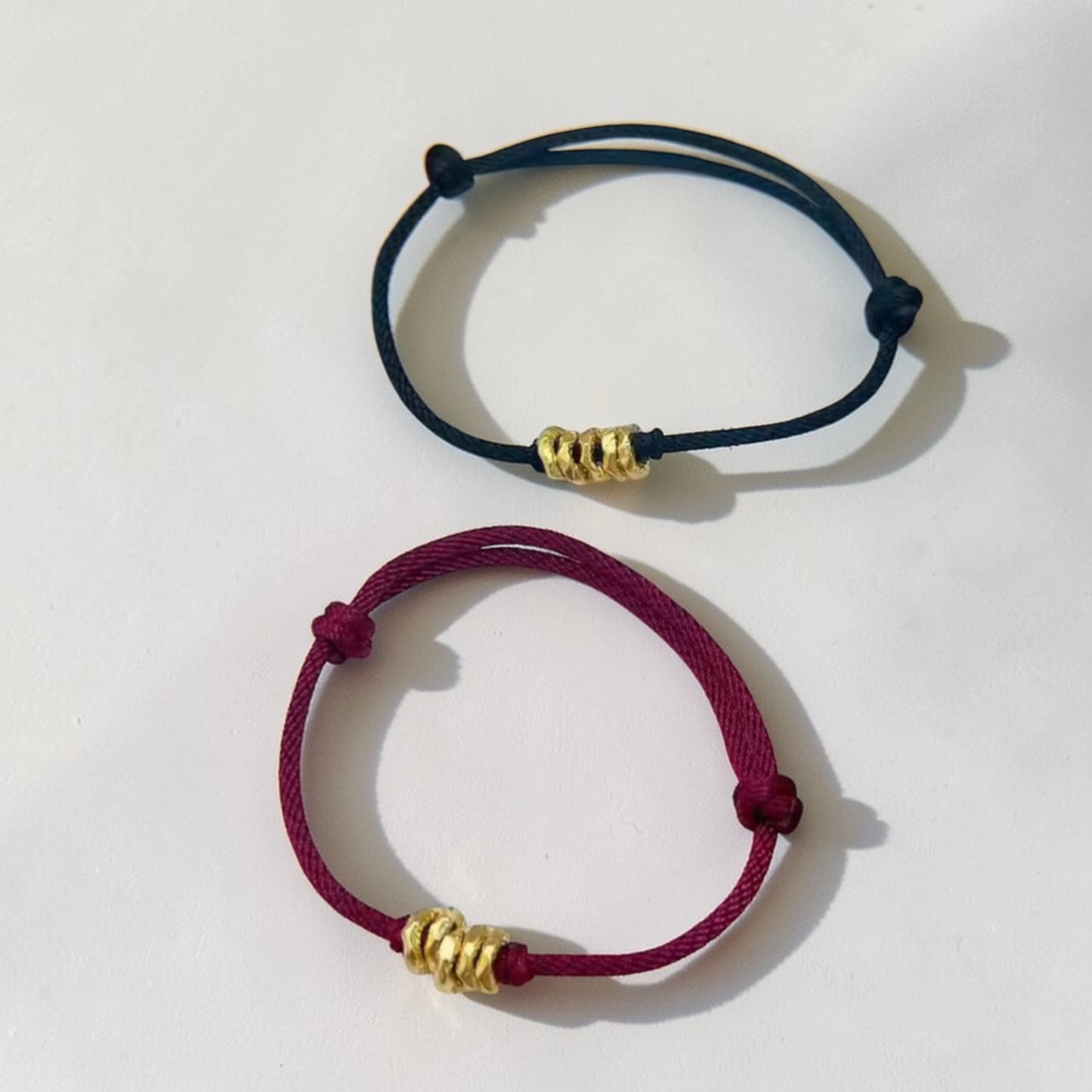 24k 999 Gold Minimal Beads Woven Adjustable Bracelet