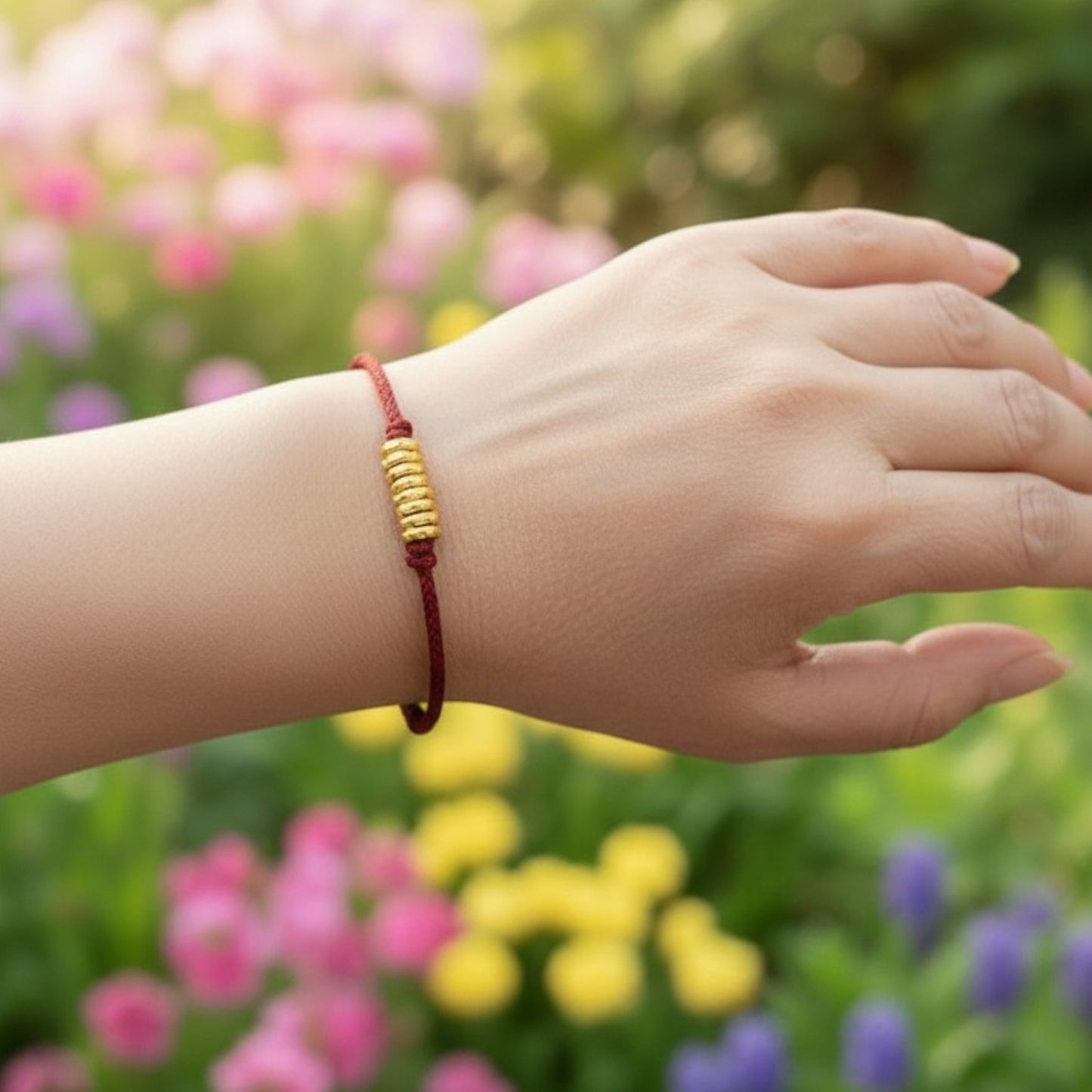 24k 999 Gold Minimal Beads Woven Adjustable Bracelet