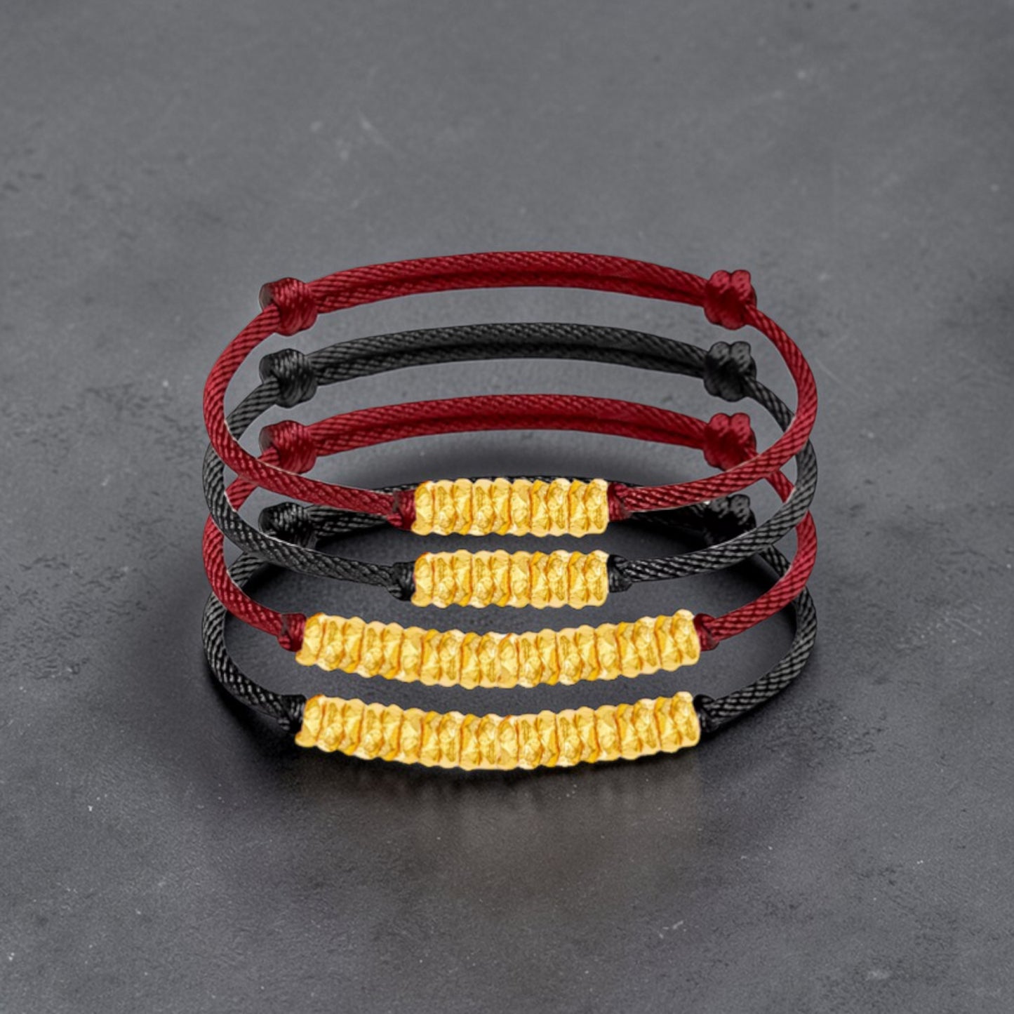 24k 999 Gold Minimal Beads Woven Adjustable Bracelet