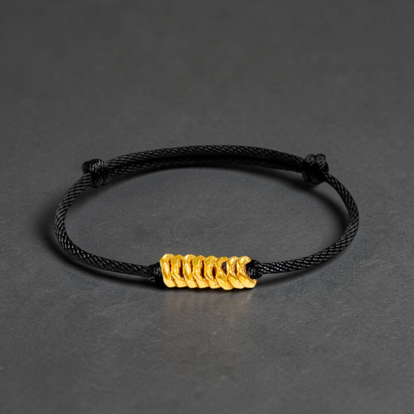 24k 999 Gold Minimal Beads Woven Adjustable Bracelet