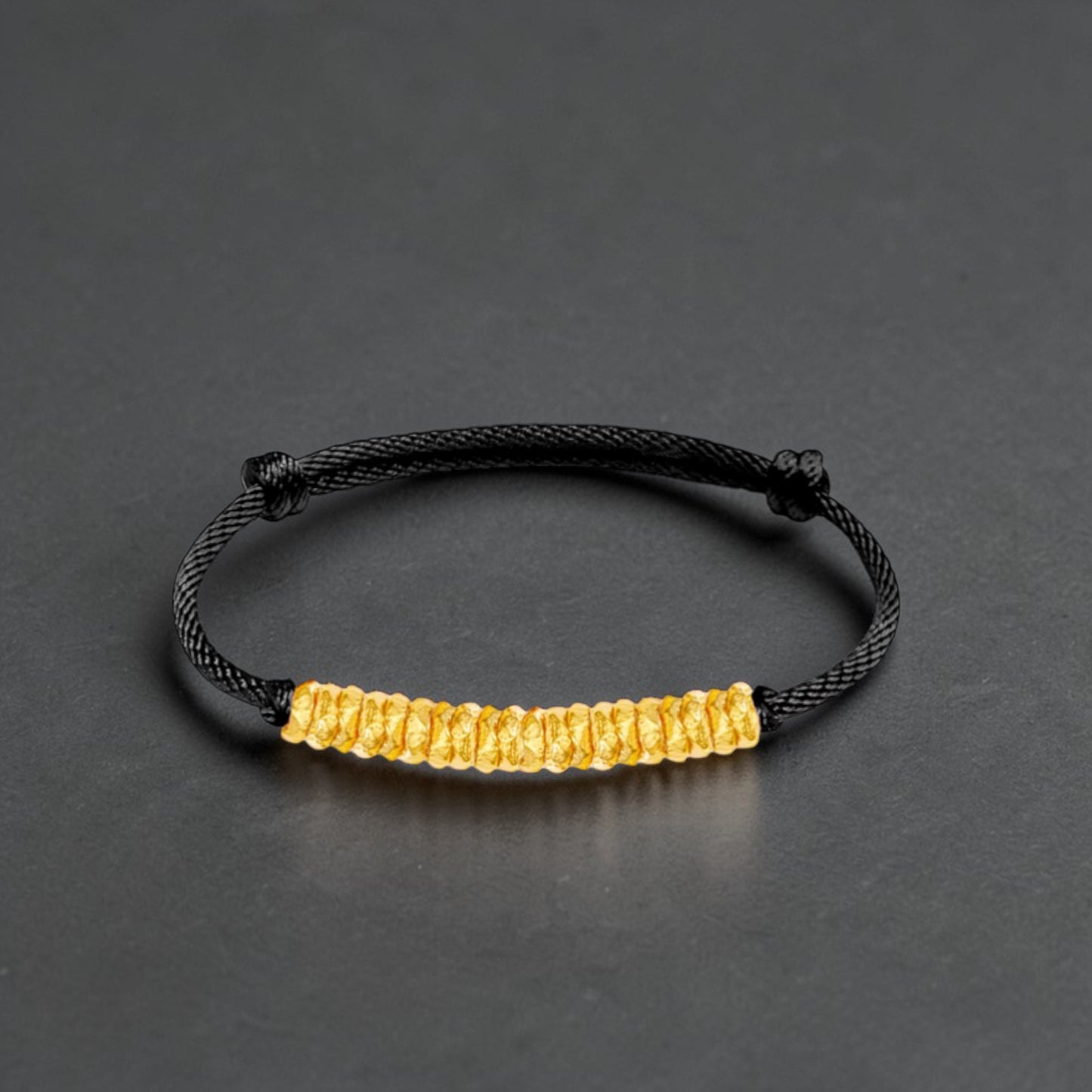 24k 999 Gold Minimal Beads Woven Adjustable Bracelet