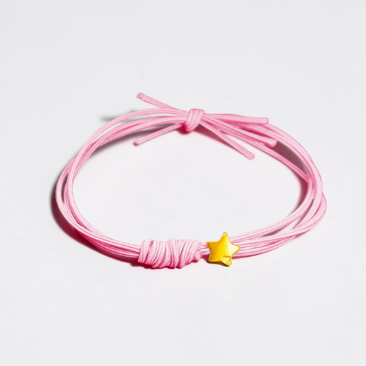 24k 999 Gold Mini Star Charm Bracelet Hair Tie Elastic Band