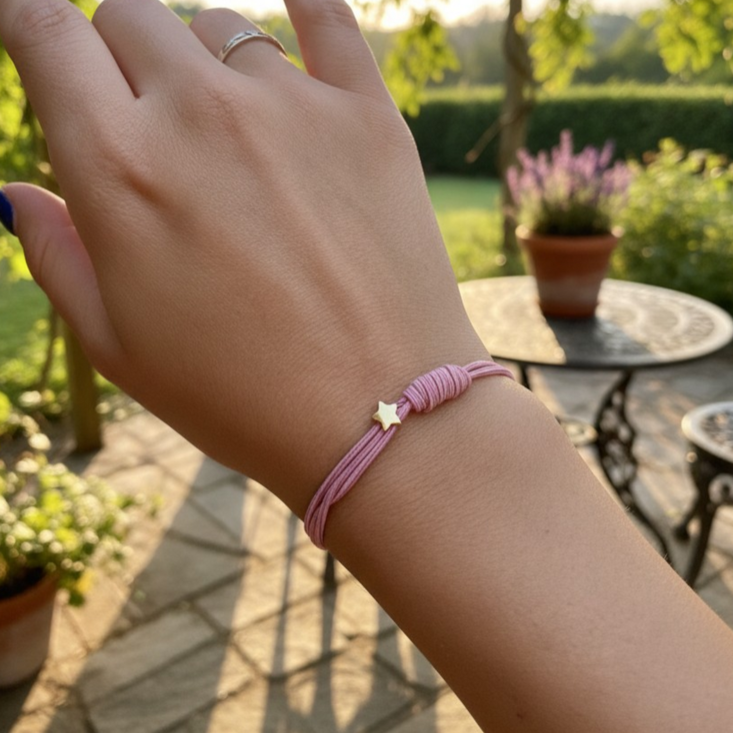 24k 999 Gold Mini Star Charm Bracelet Hair Tie Elastic Band