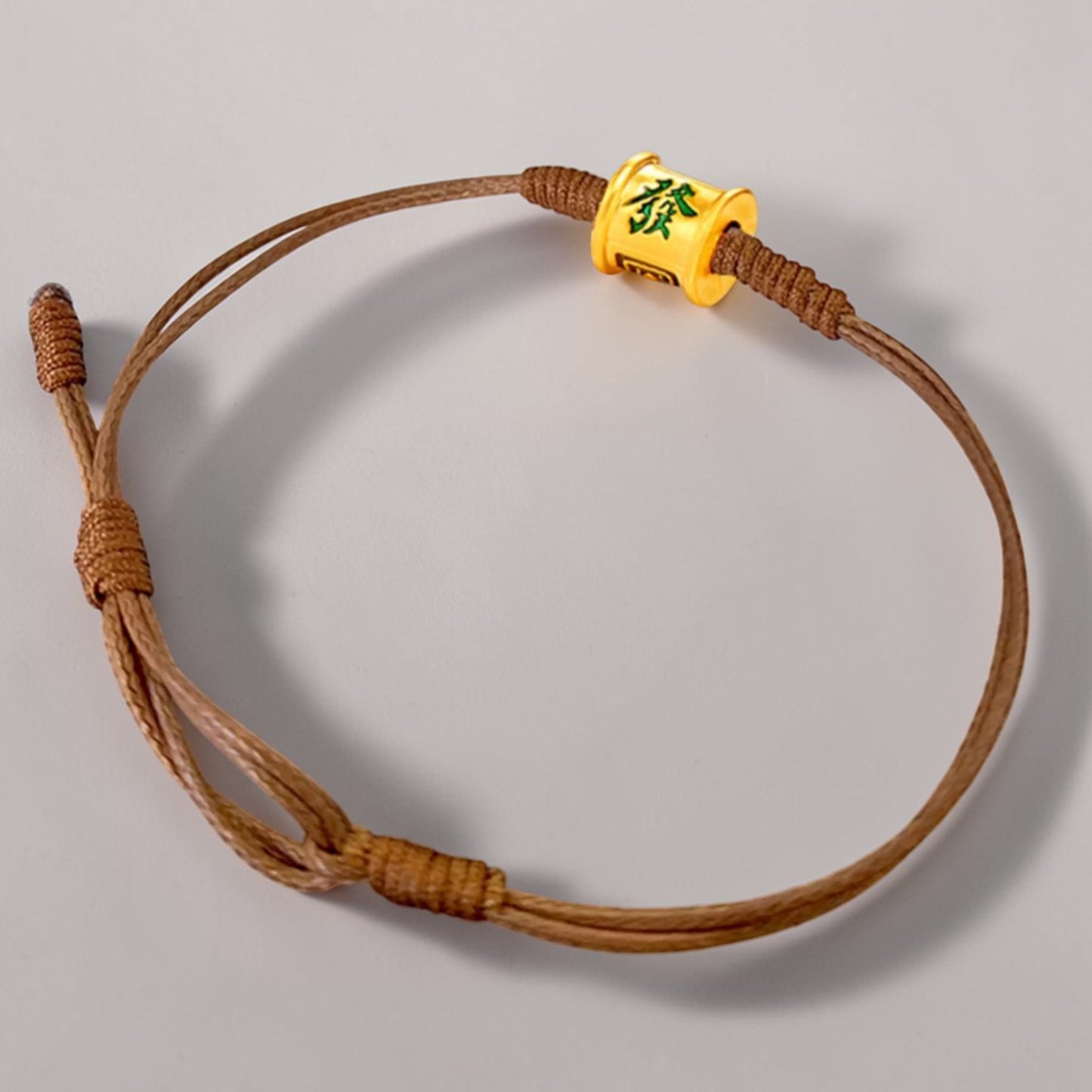 24k 999 Gold Lucky Mahjong Wealth Charm Beads Woven Adjustable Bracelet