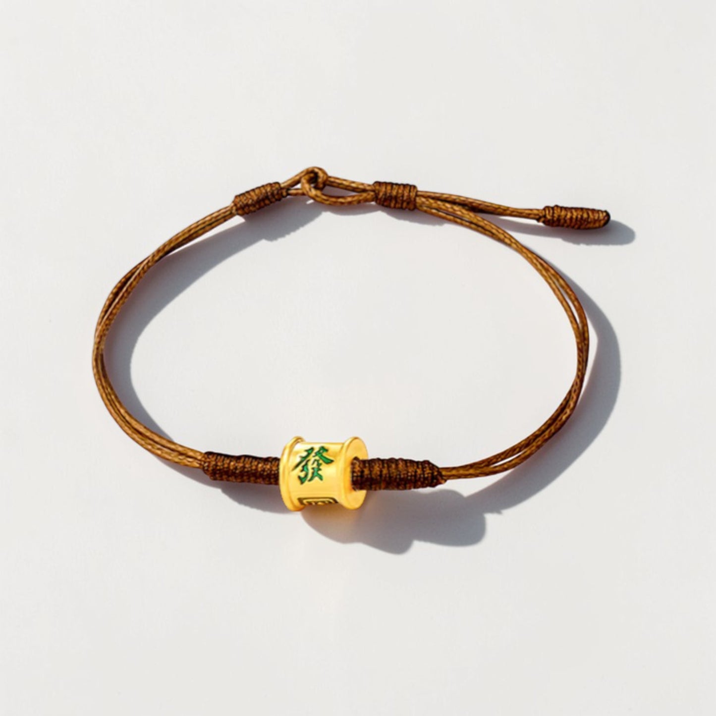 24k 999 Gold Lucky Mahjong Wealth Charm Beads Woven Adjustable Bracelet