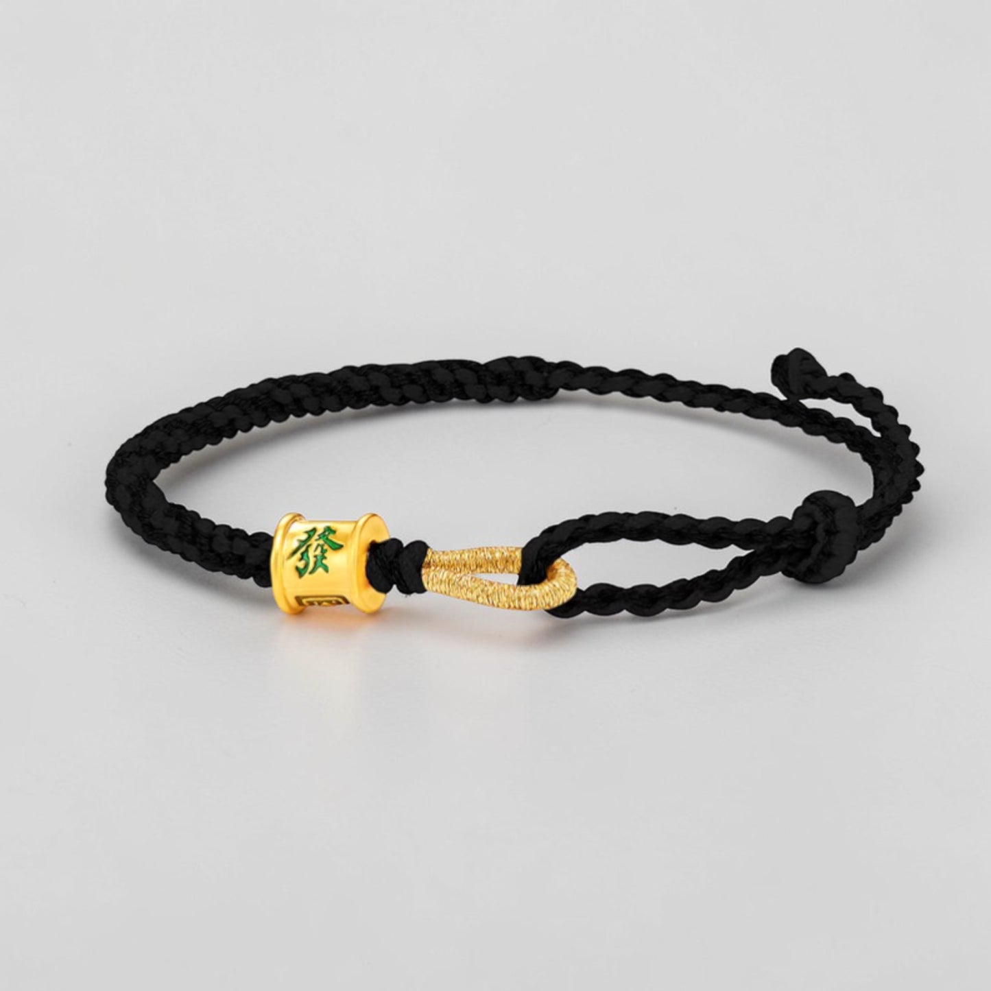 24k 999 Gold Lucky Mahjong Wealth Charm Beads Woven Adjustable Bracelet