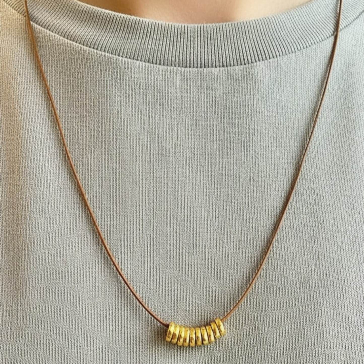 24k 999 Gold Minimal Beads Rope Necklace