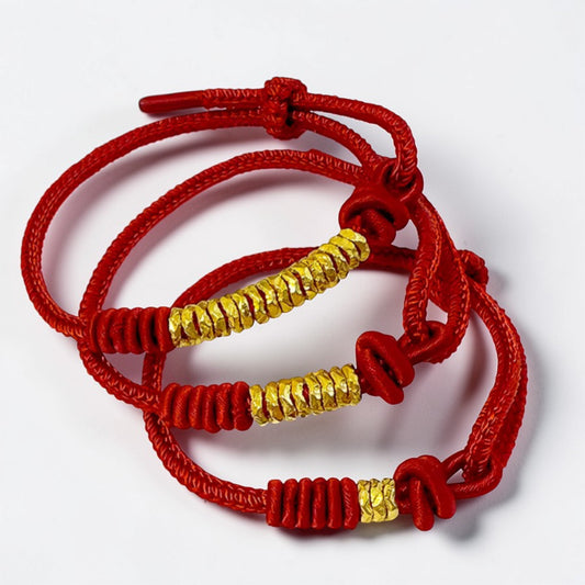 24k 999 Gold Minimal Beads Woven Adjustable Bracelet