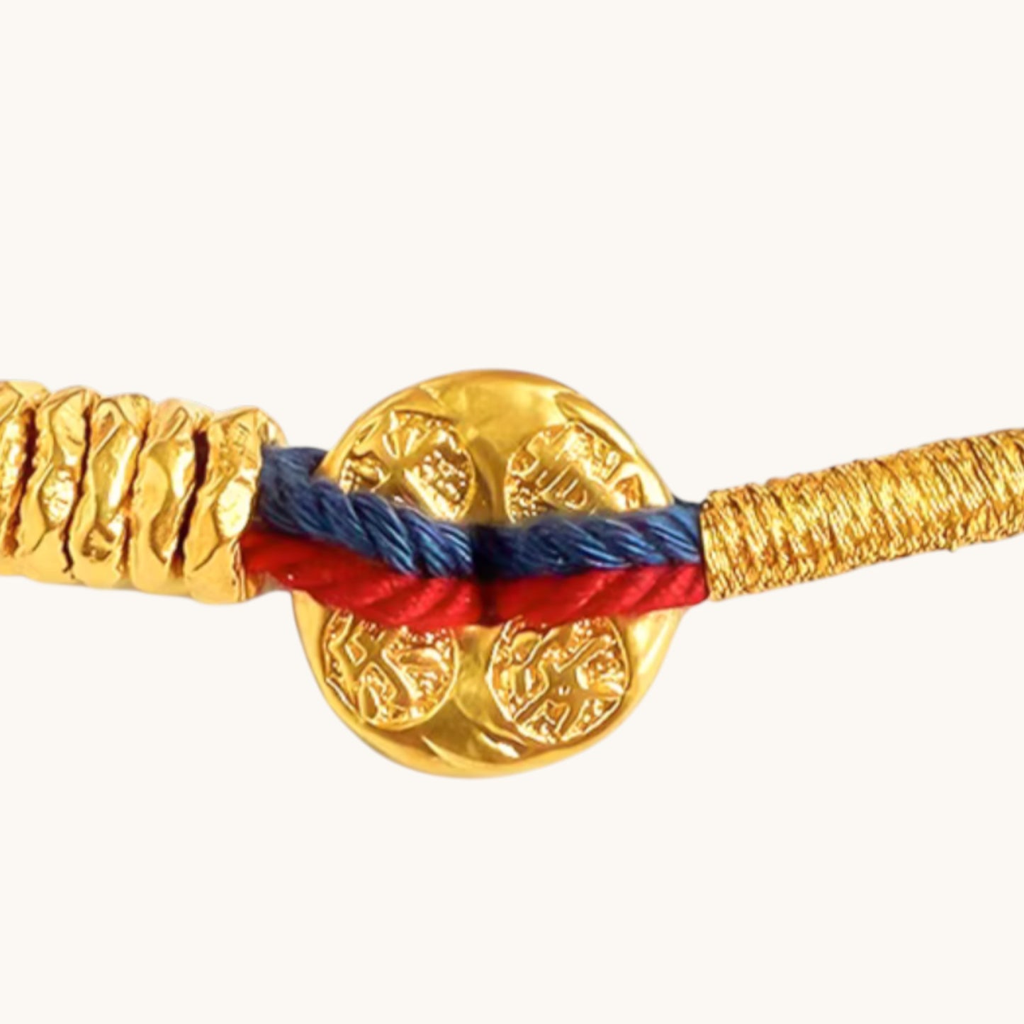 24k 999 Gold Peace and Joy Charm Woven Adjustable Bracelet