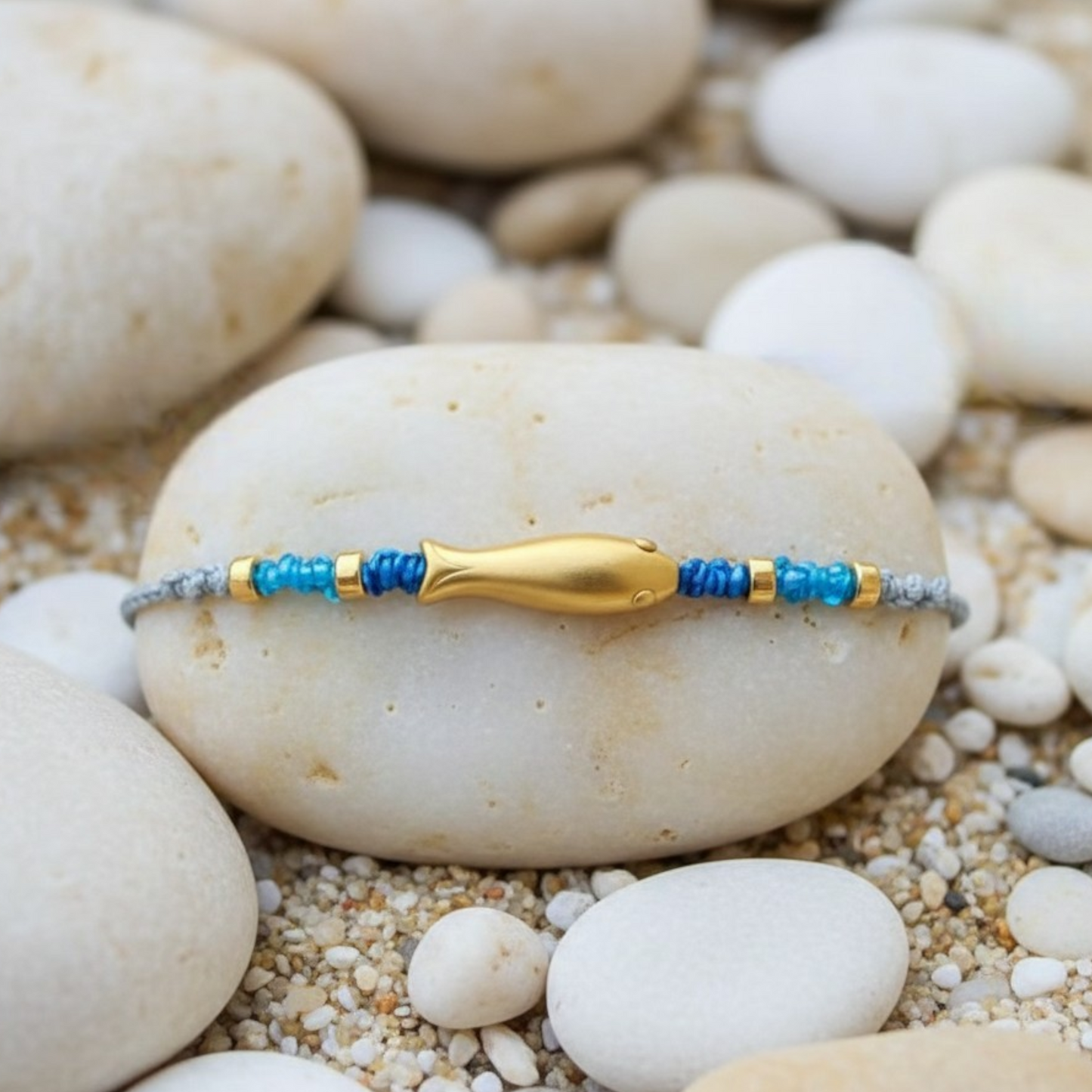 24k 999 Gold Mini Fish Koi Charm Thin Rope Braided Bracelet