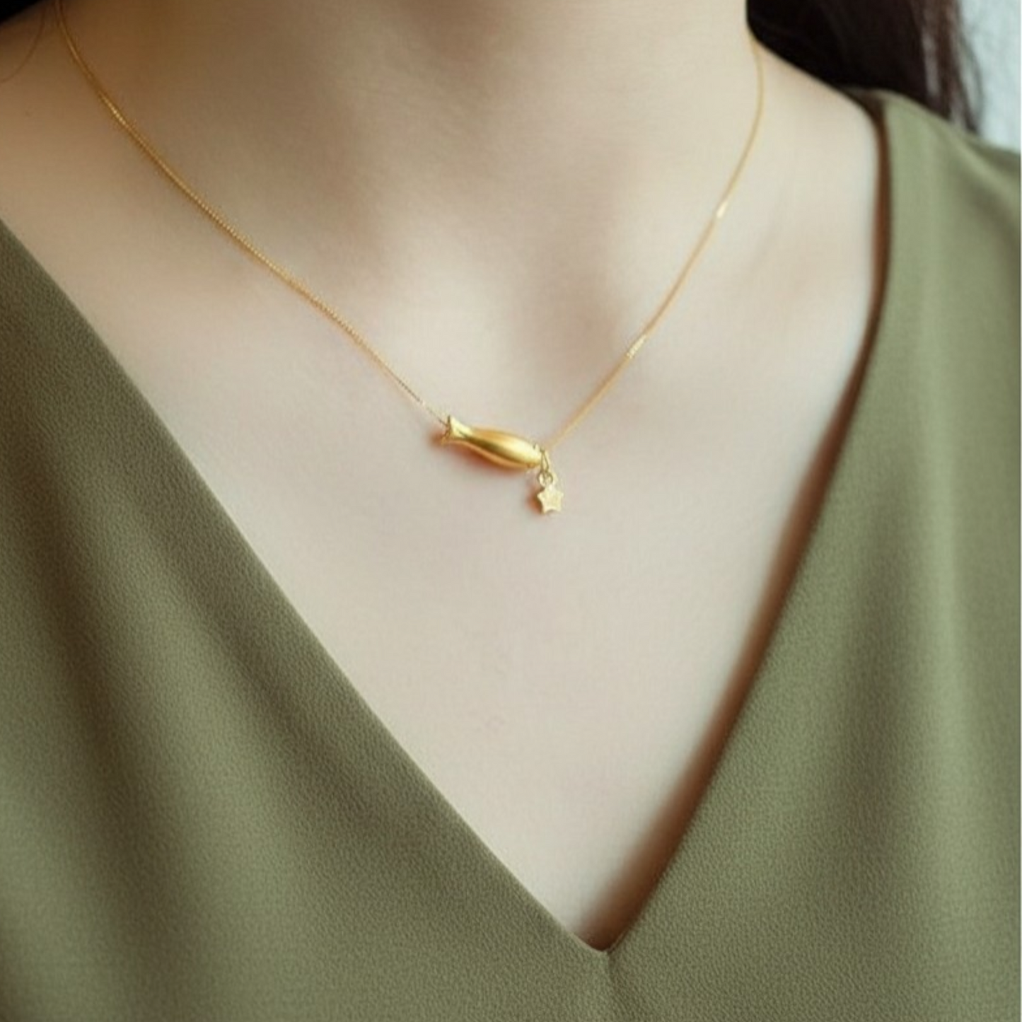 24k 999 Gold Koi Fish Charm with Ingot Blessing Bag