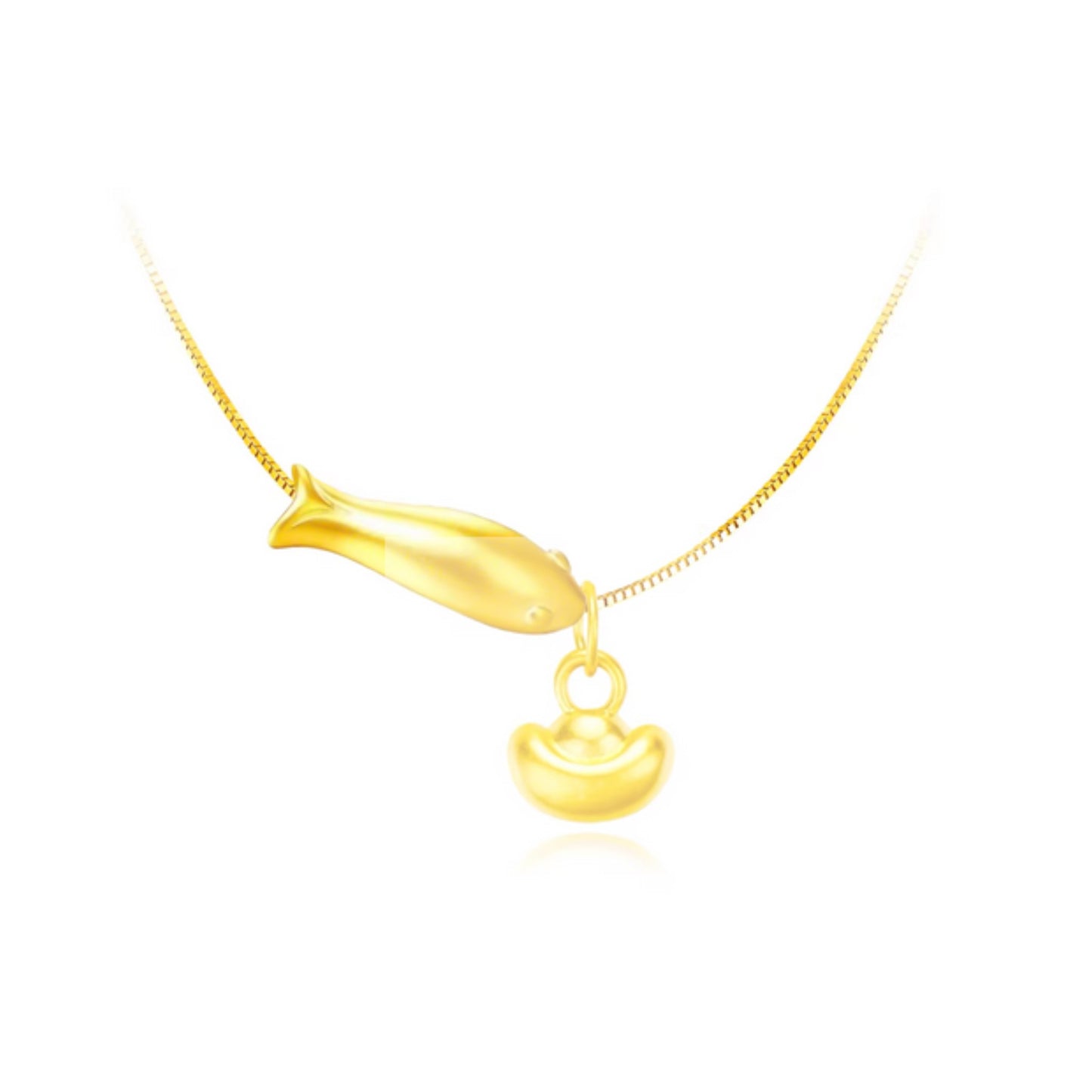 24k 999 Gold Koi Fish Charm with Ingot Blessing Bag