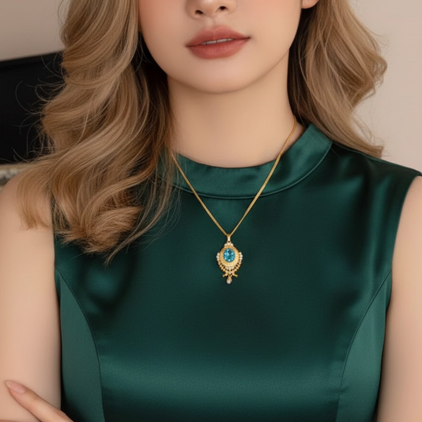 24K 5G Pure Gold Chopin Adjustable Plain Clavicle Chain Necklace