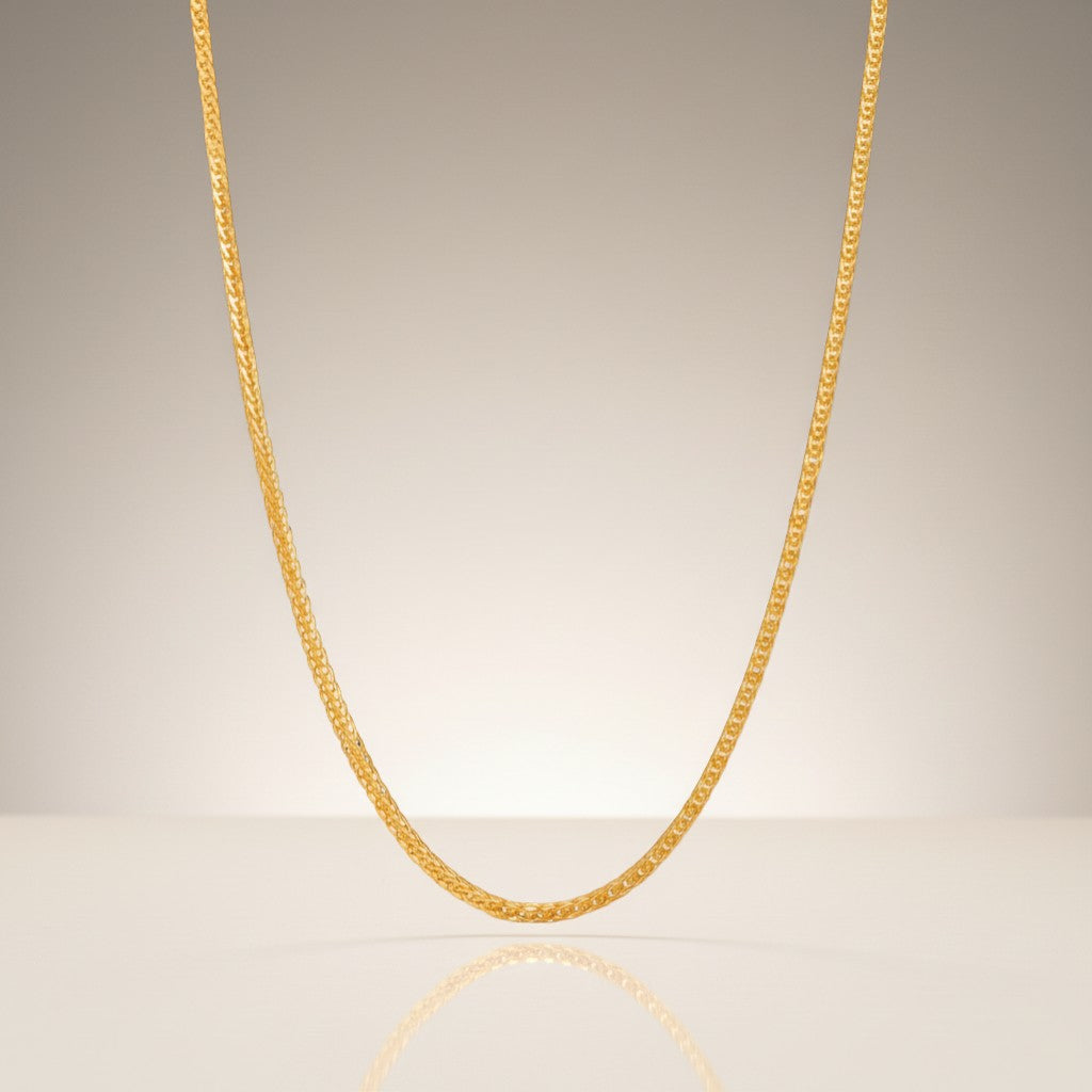 24K 5G Pure Gold Chopin Adjustable Plain Clavicle Chain Necklace