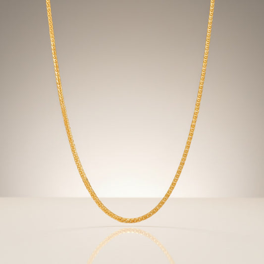 24K 5G Pure Gold Chopin Adjustable Plain Clavicle Chain Necklace