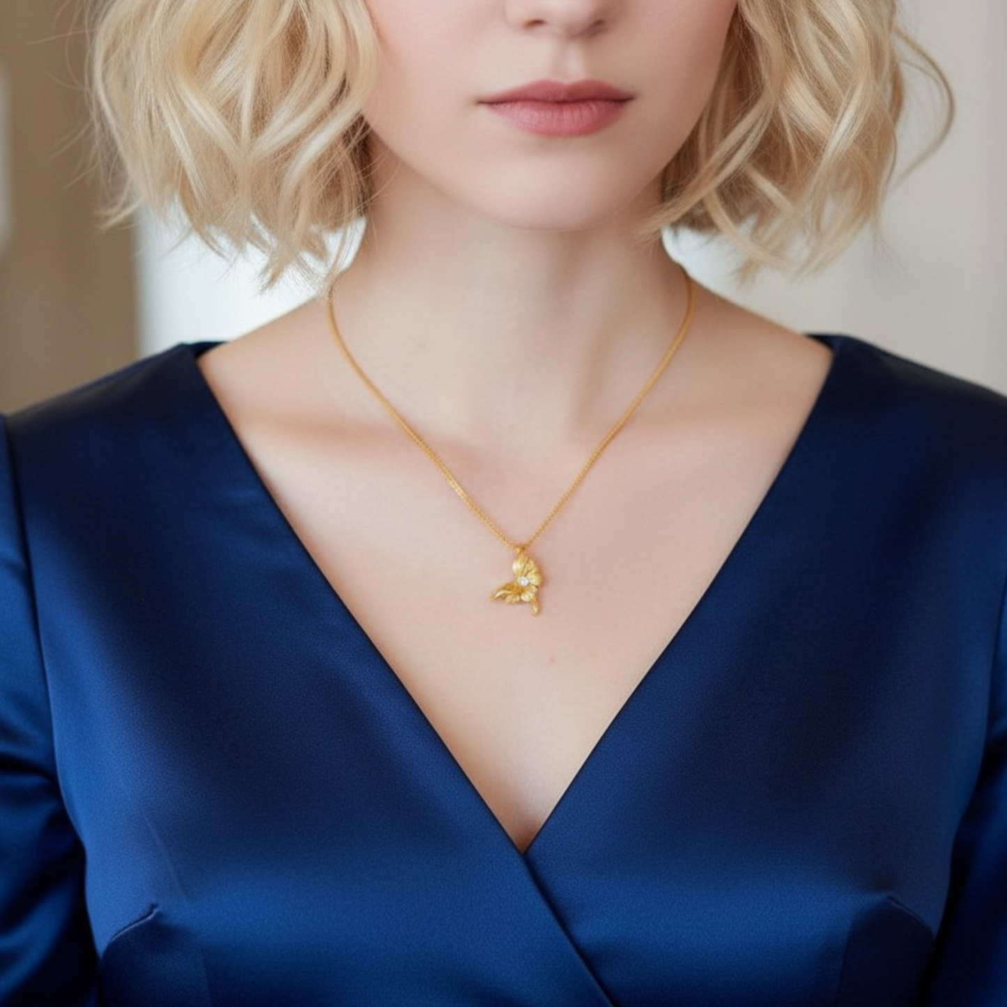 24K 5D Gold Moissanite Dancing Butterfly Pendant